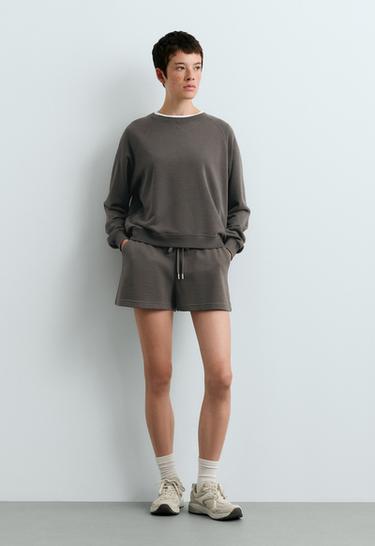 Cotton blend fleece shorts — ANTHRACITE 5
