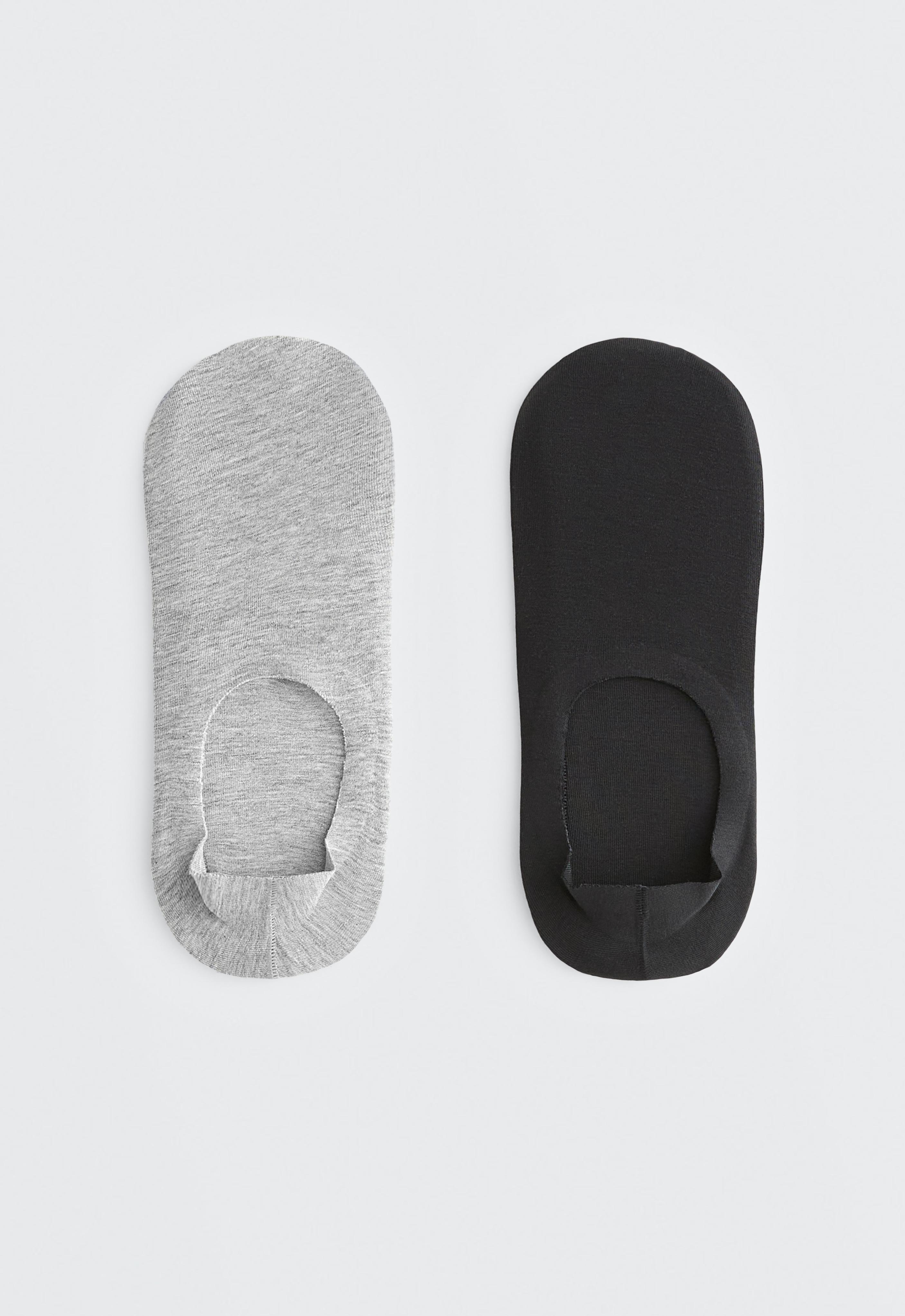 2 pairs of high-cut ribbed cotton blend invisible socks — DARK-GREY MELANGE