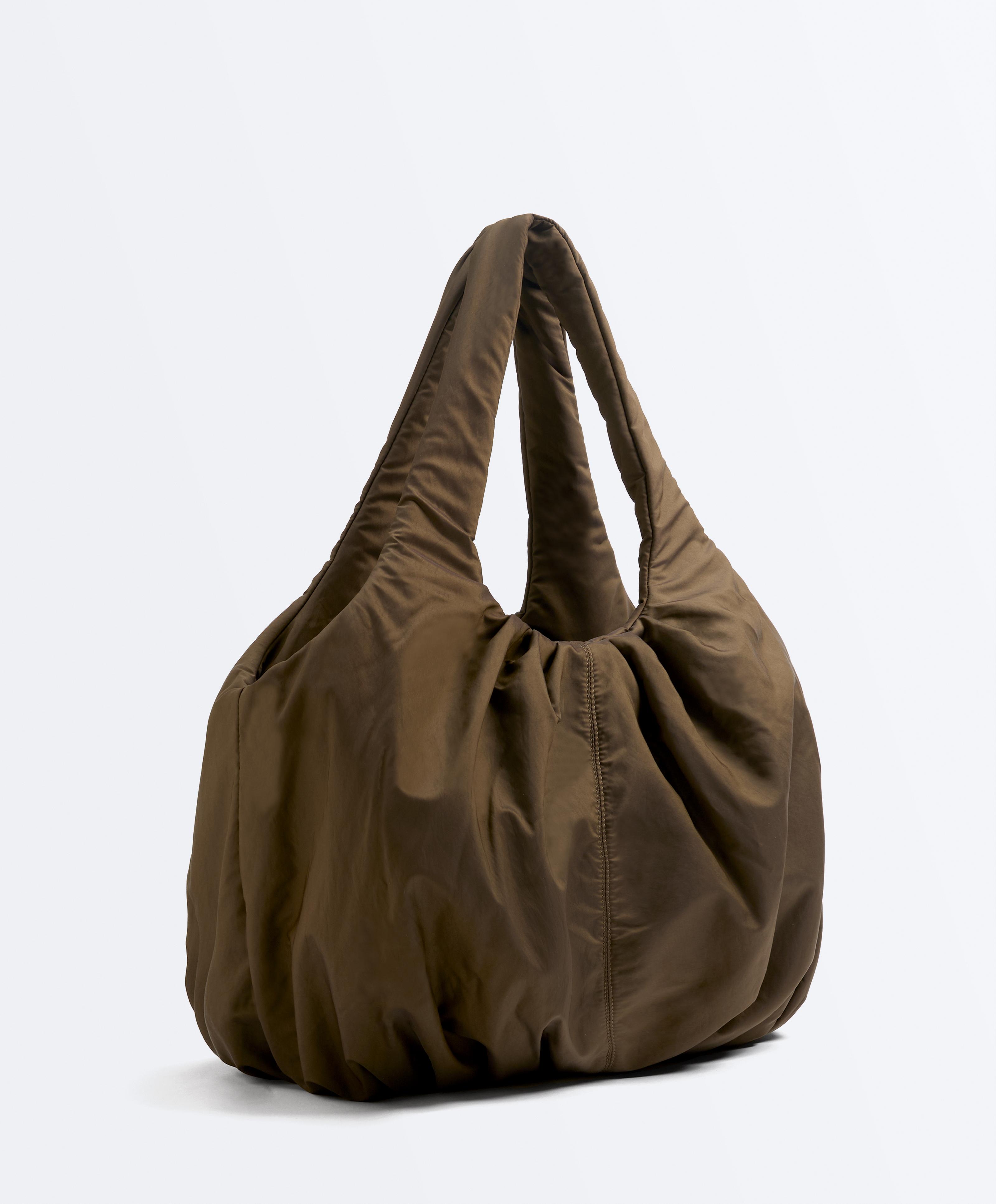 Gathered shopper bag — BROWN