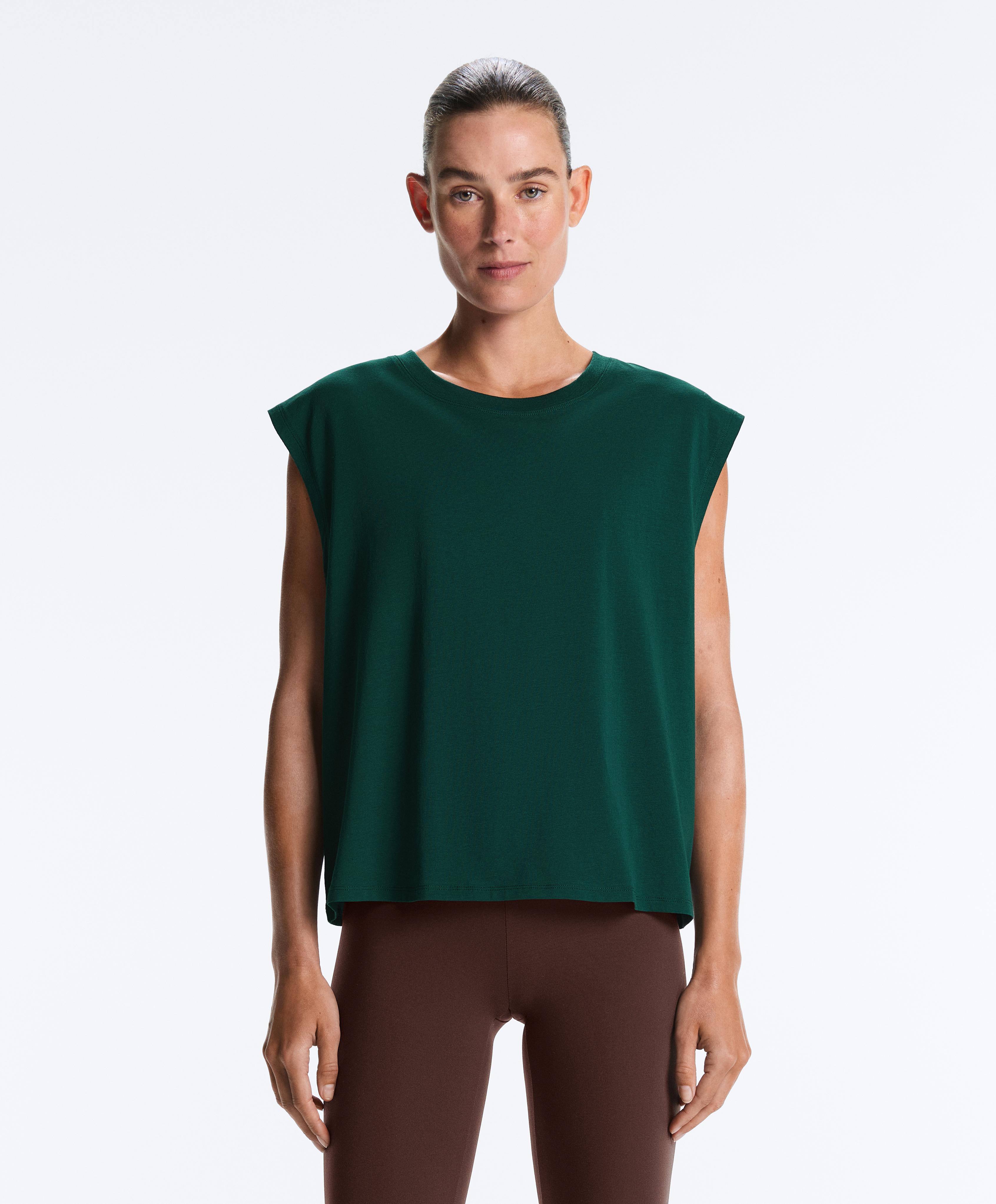 Cotton blend sleeveless T-shirt