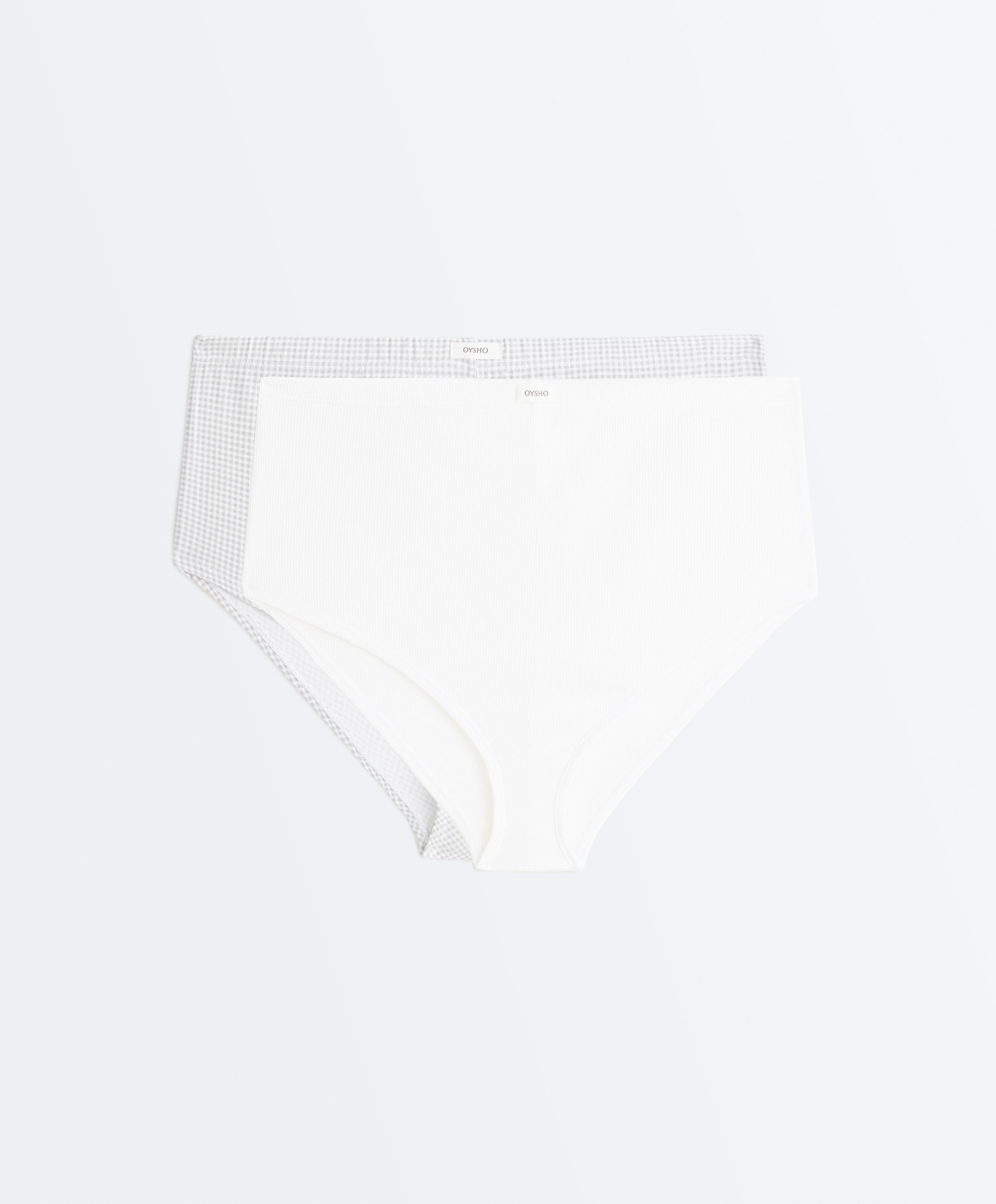 2 cotton blend logo shorties — PALE GREY