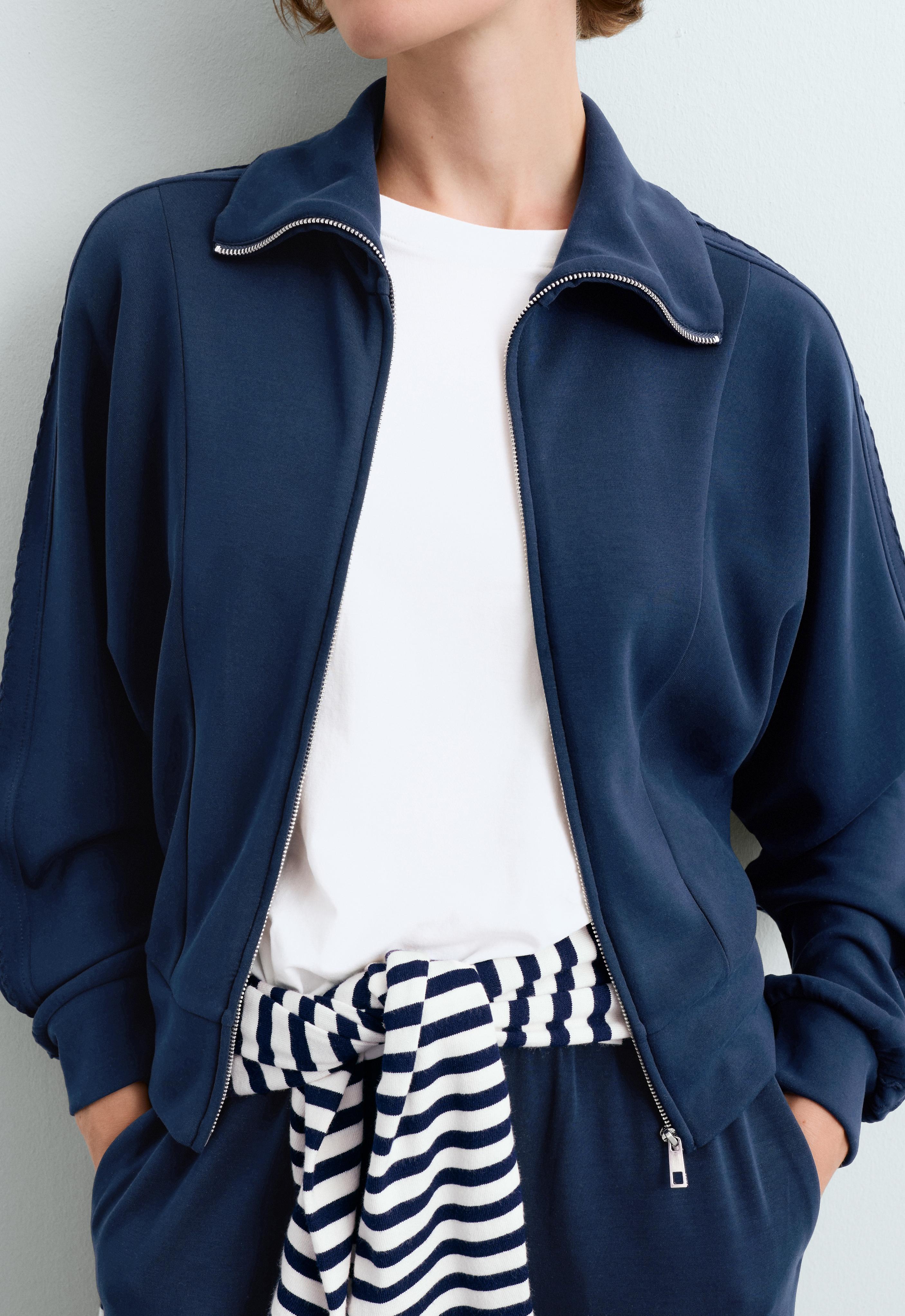 Soft-touch modal bomber jacket — NAVY BLUE