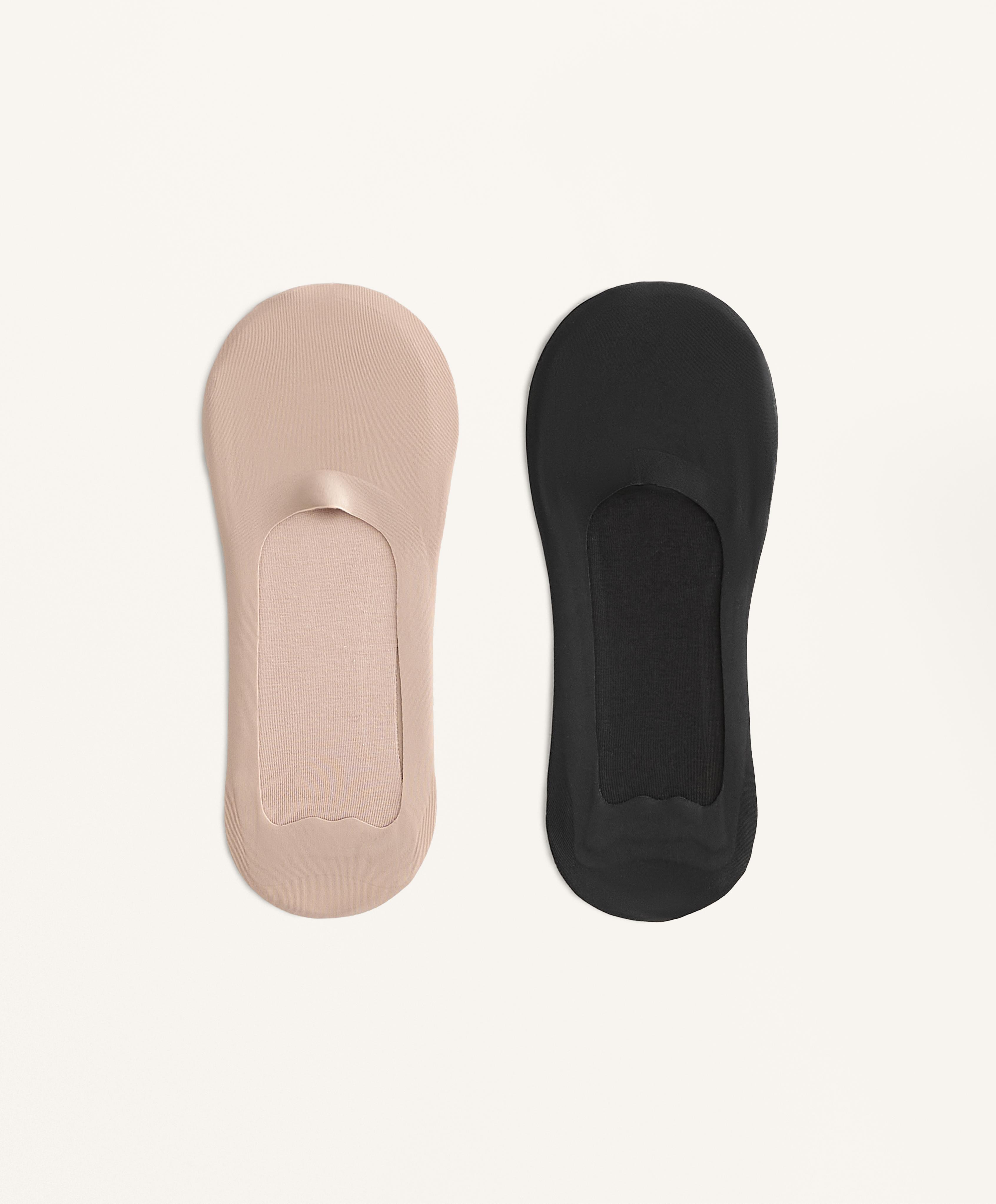 2 paires de chaussettes invisibles en microfibre coupe moyenne