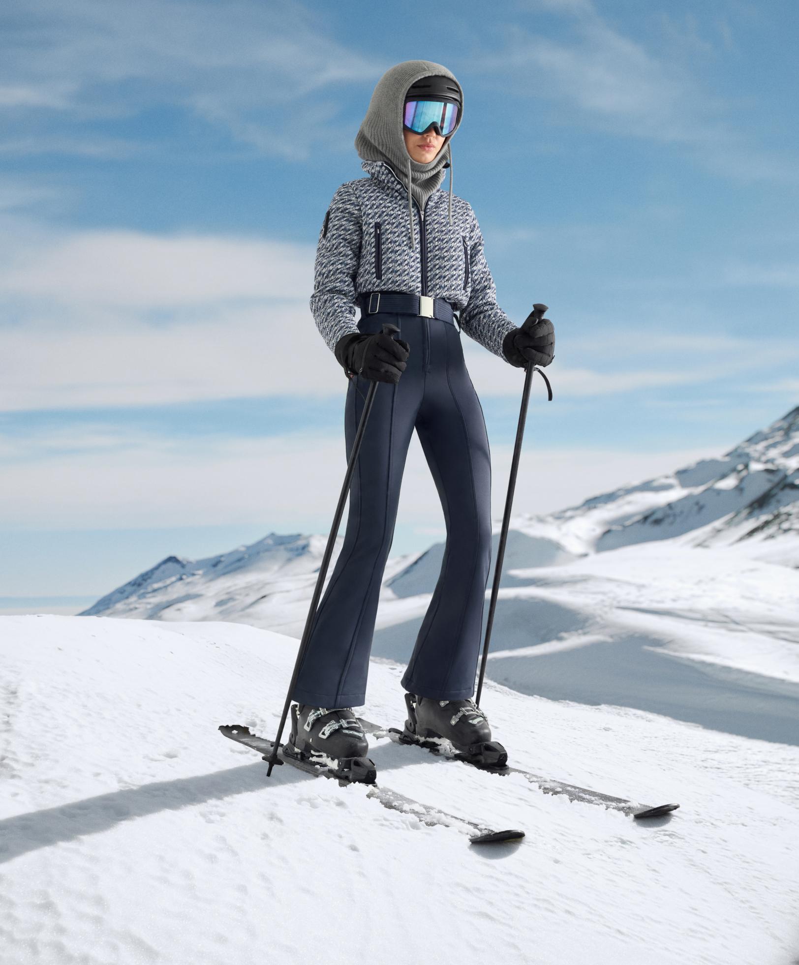 MINARDI PIUME SKI water-resistant twist padded 80% down and 20% feather jumpsuit — WASHED DARK BLUE