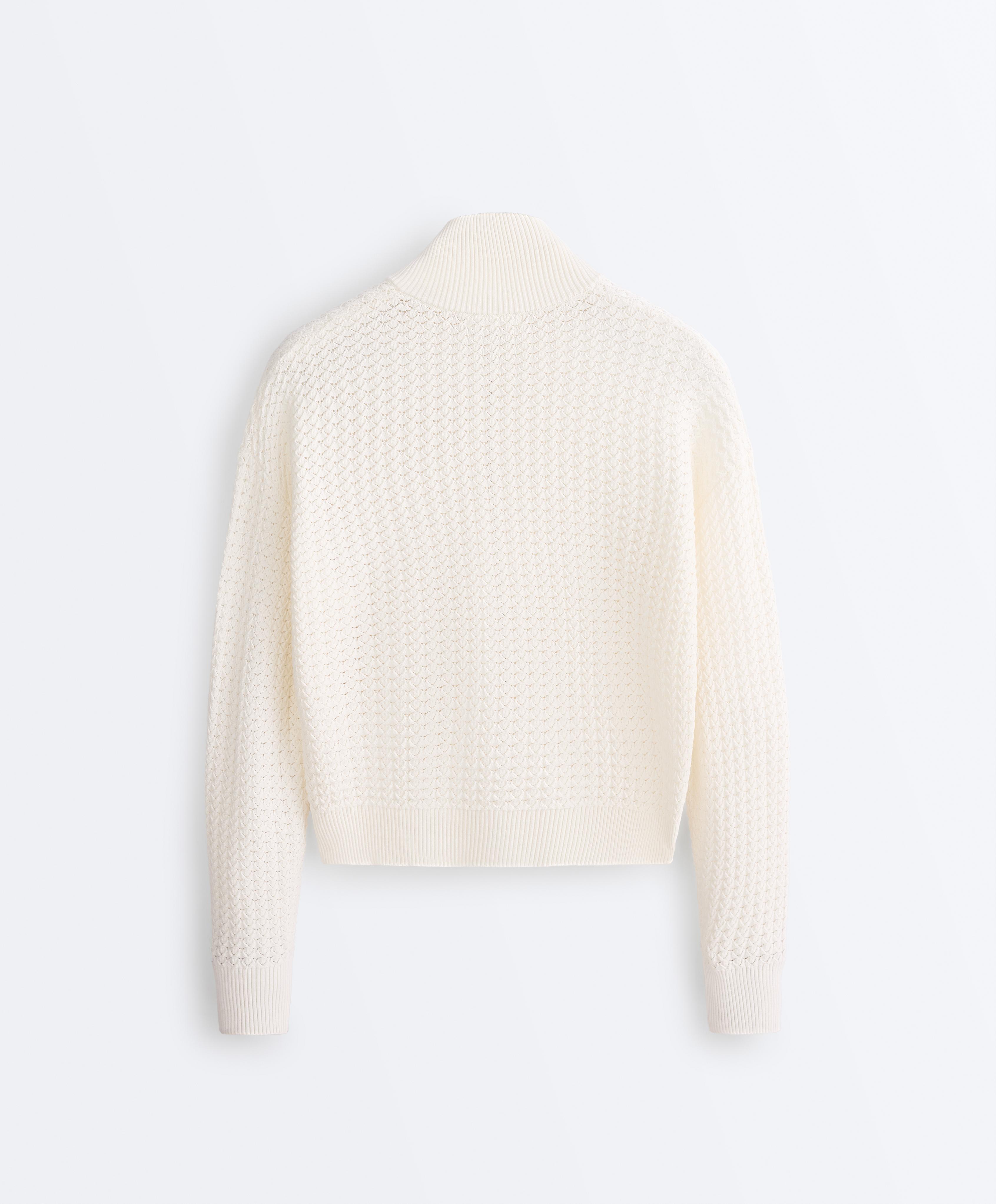 Openwork knit jacket — WHITE 