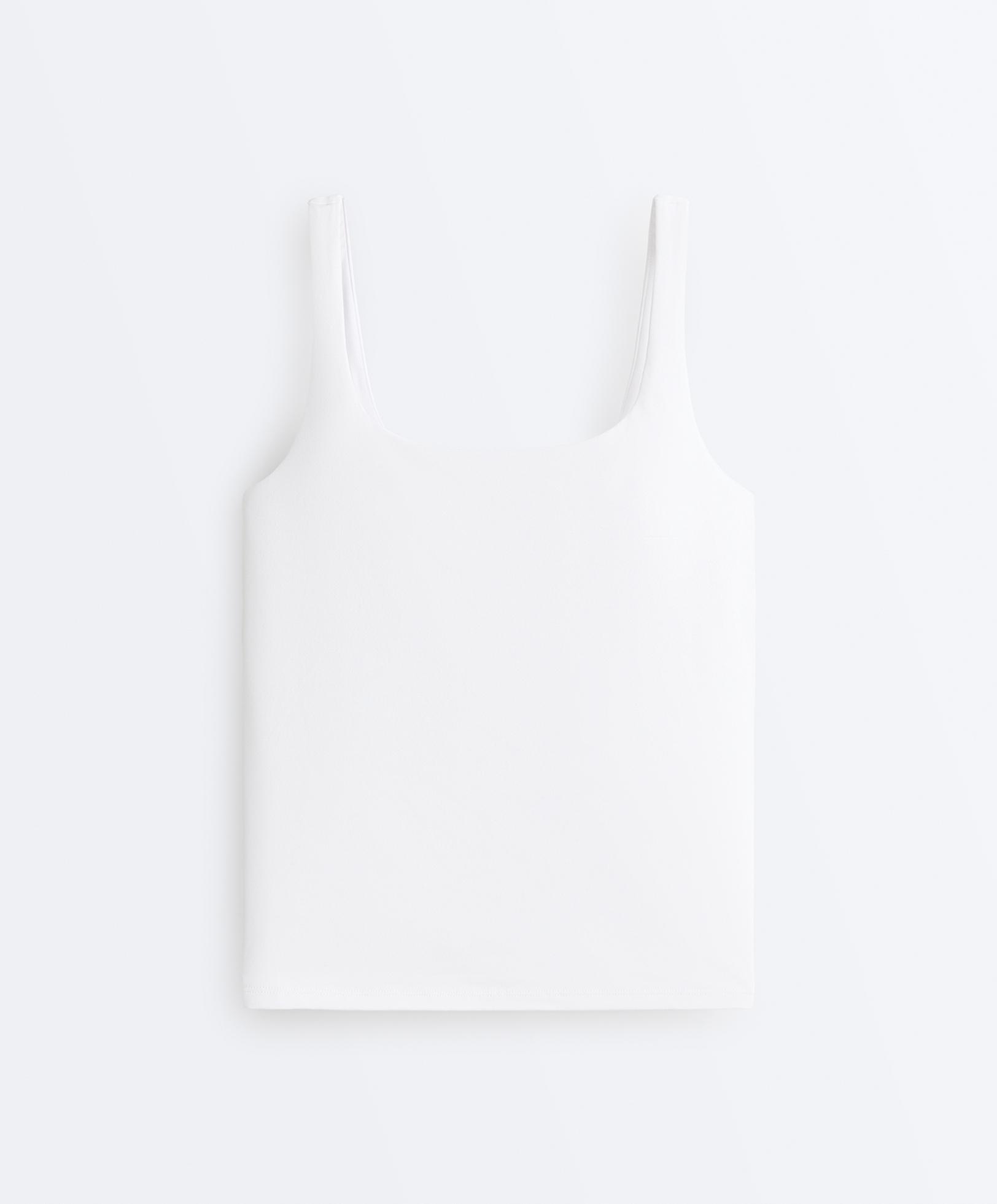 Long square neck Comfortlux tank top — WHITE