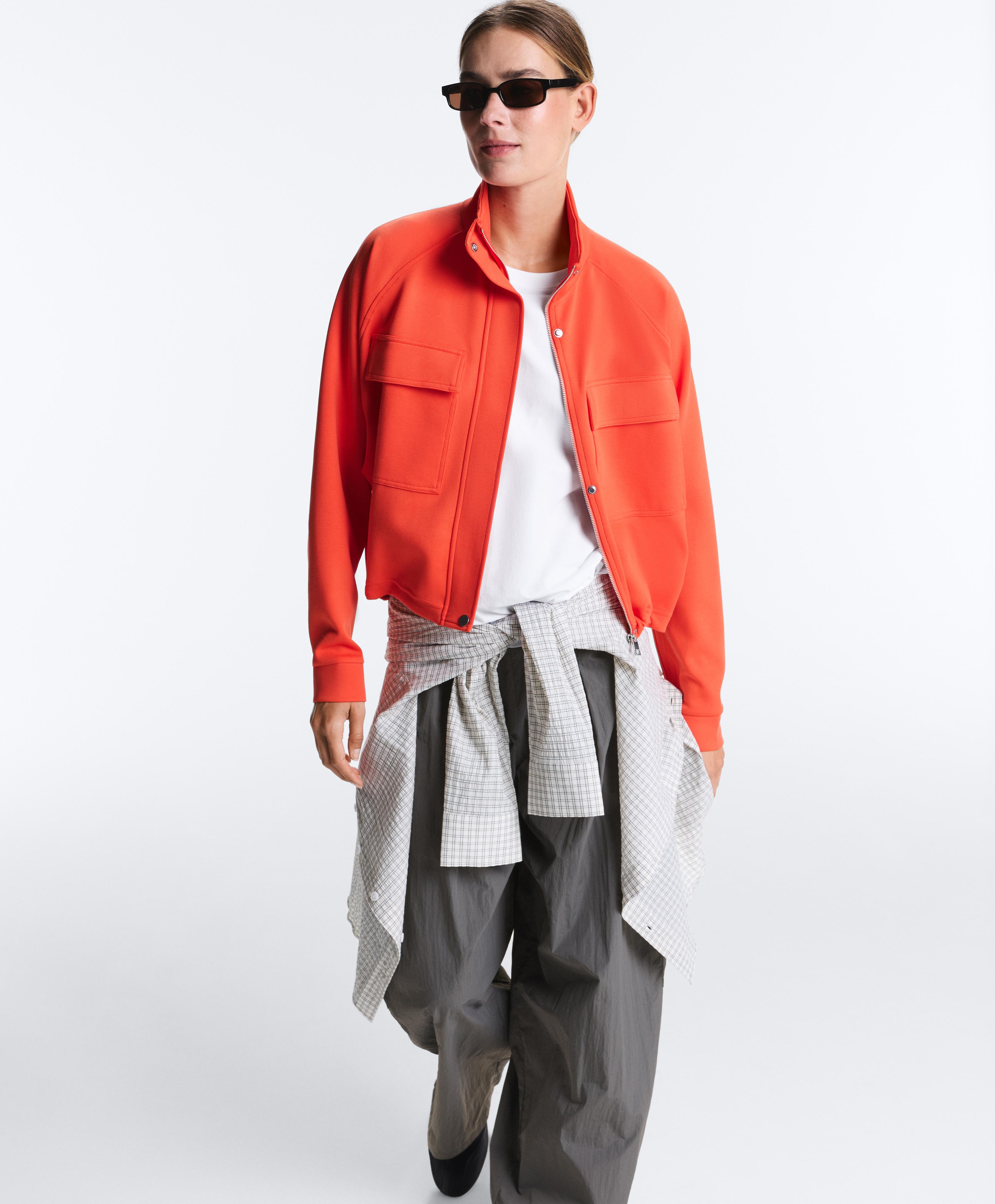 Cotton piqué pocket jacket — BRIGHT ORANGE