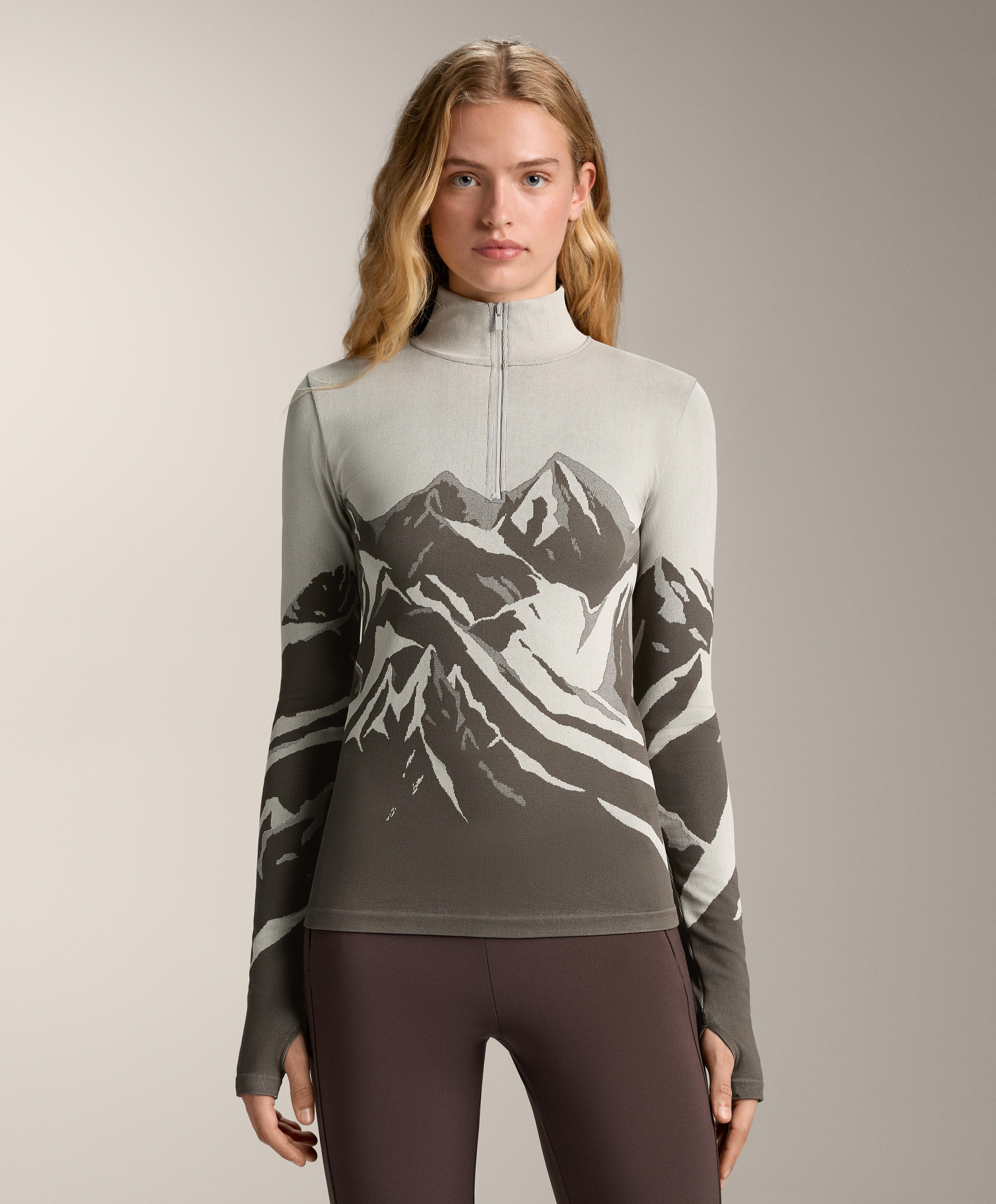 Camiseta térmica seamless base layer estampada media cremallera