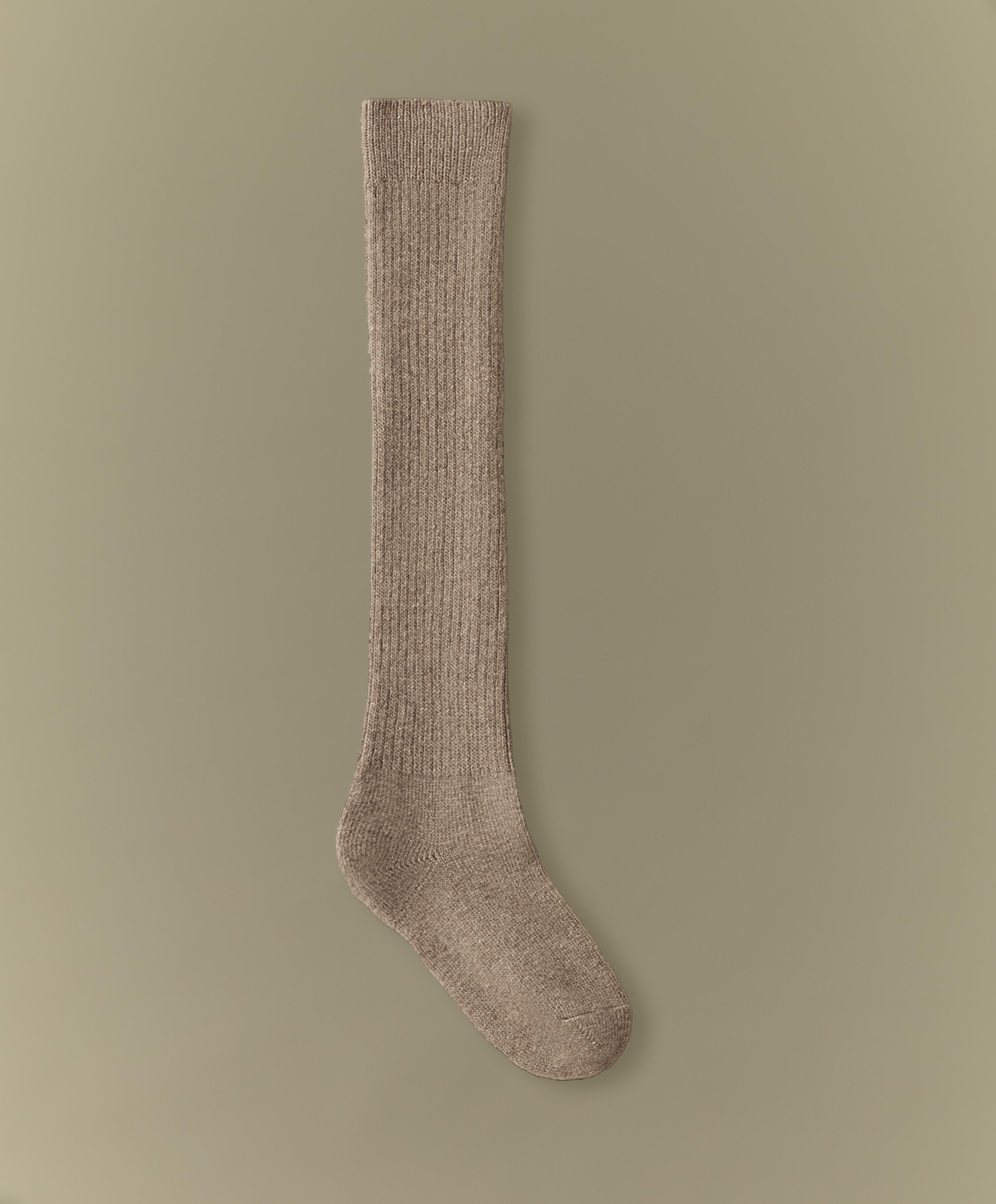 18% cashmere 13% wool long socks — TAN MELANGE