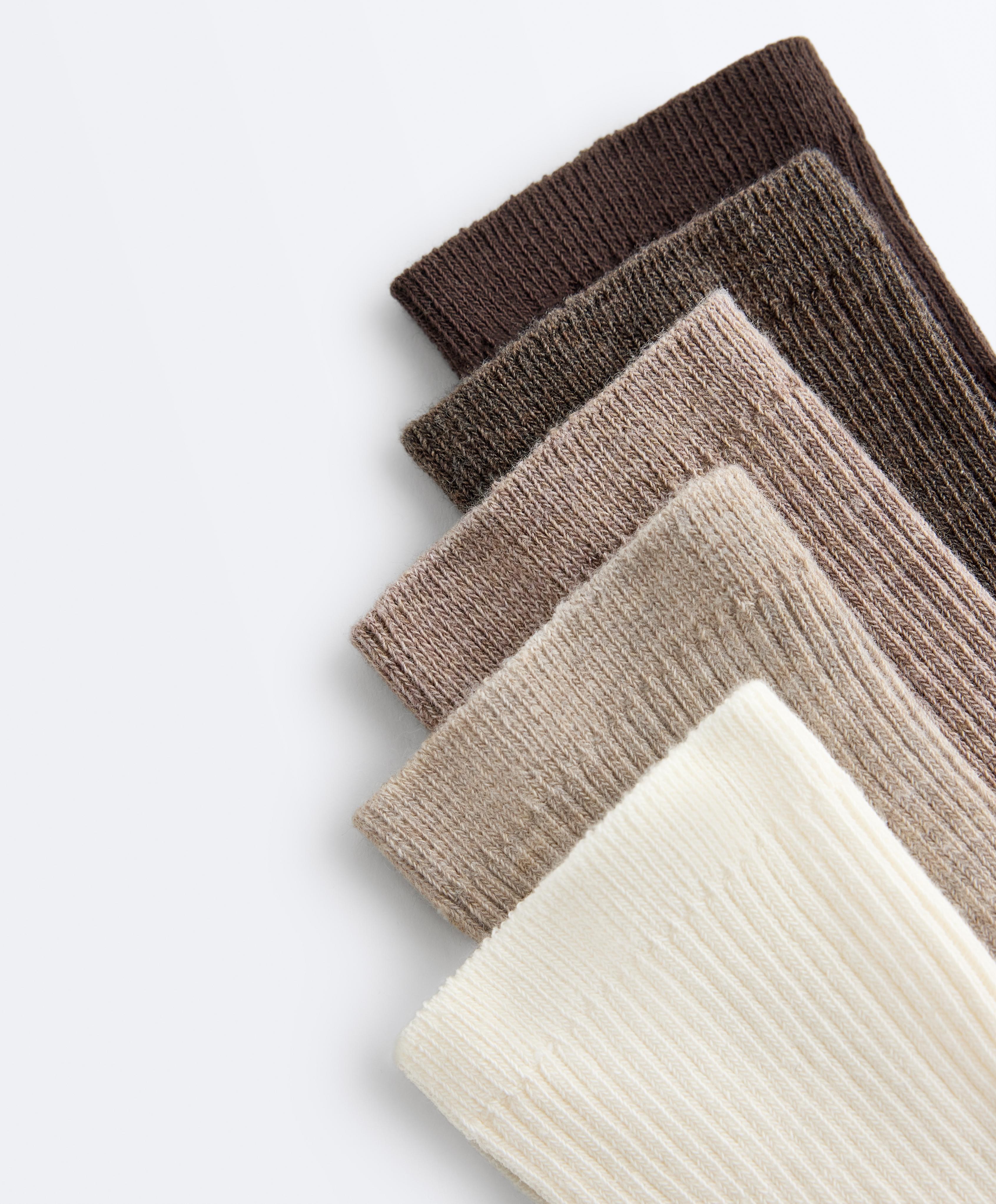 5 pairs of cotton blend classic socks — SAND MELANGE