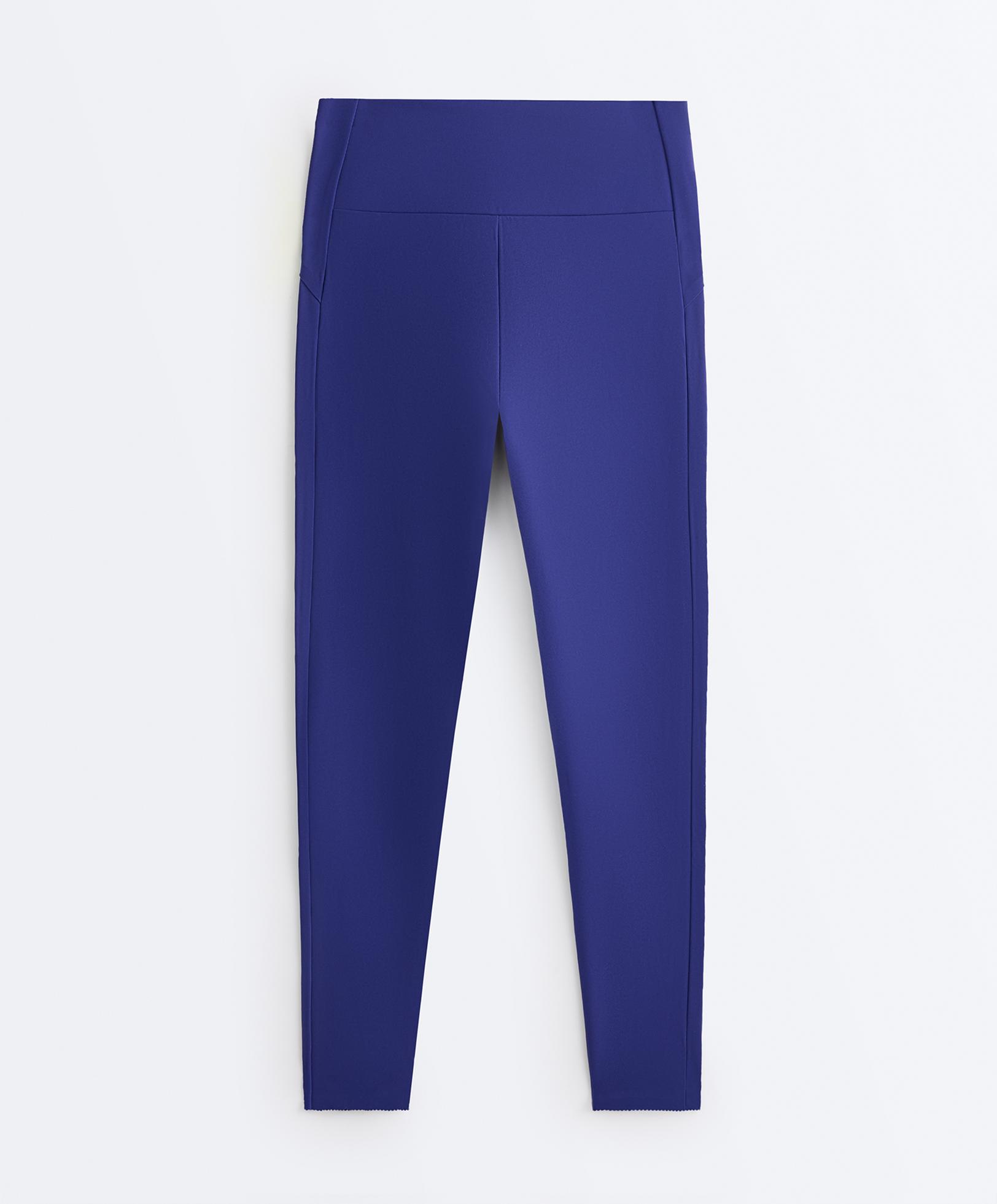 High rise Compressive reflective ankle-length leggings — COBALT