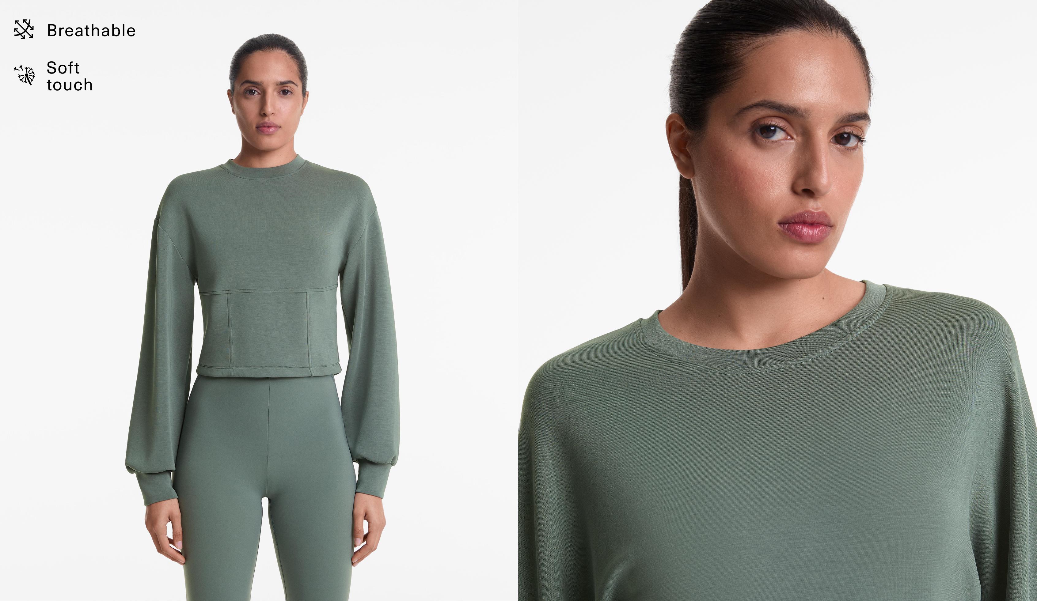 Crop sweatshirt with soft-touch modal