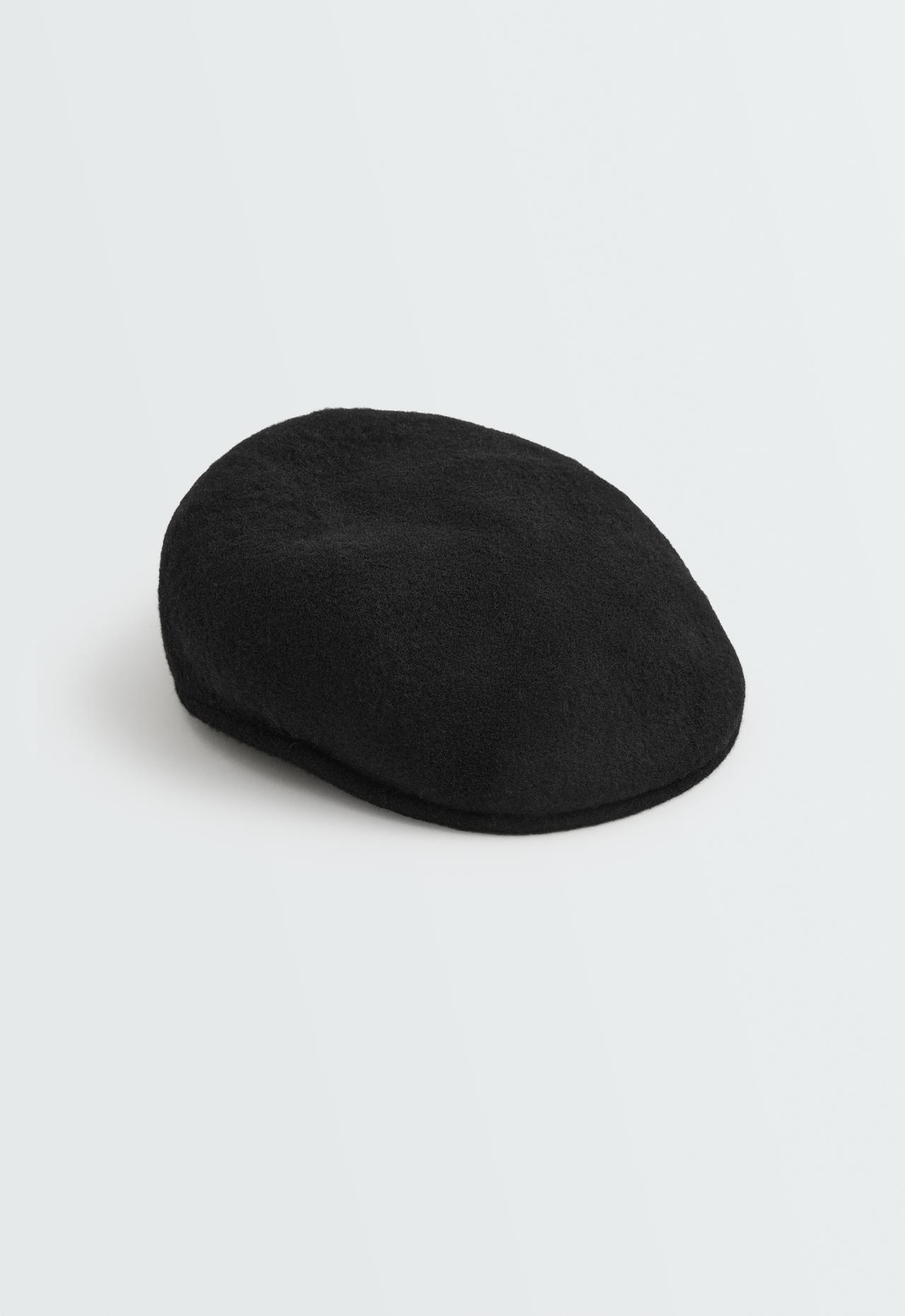 100% wool cap — BLACK