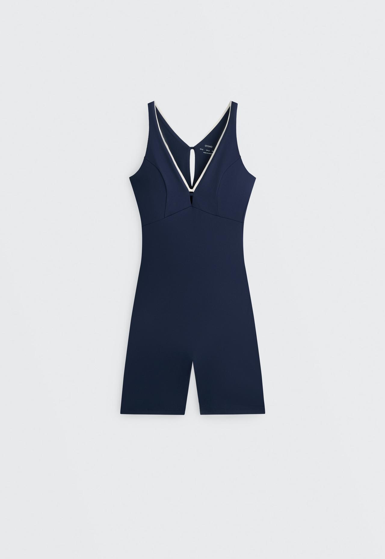 Comfortlux strappy V-neck short jumpsuit — NAVY BLUE