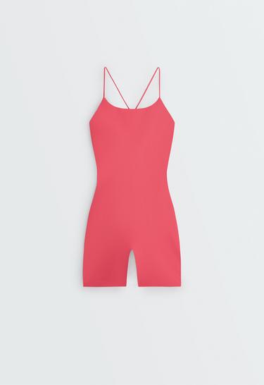 Comfortlux strappy back short jumpsuit — WASHED RED 9