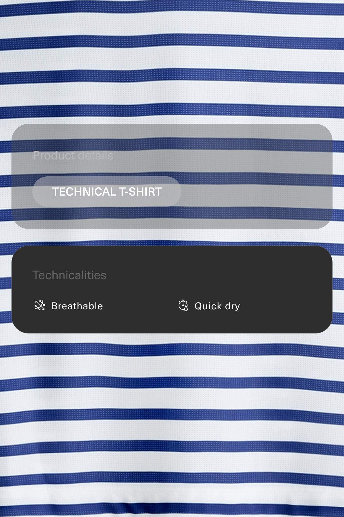 Striped long-sleeved technical T-shirt — ELECTRIC BLUE