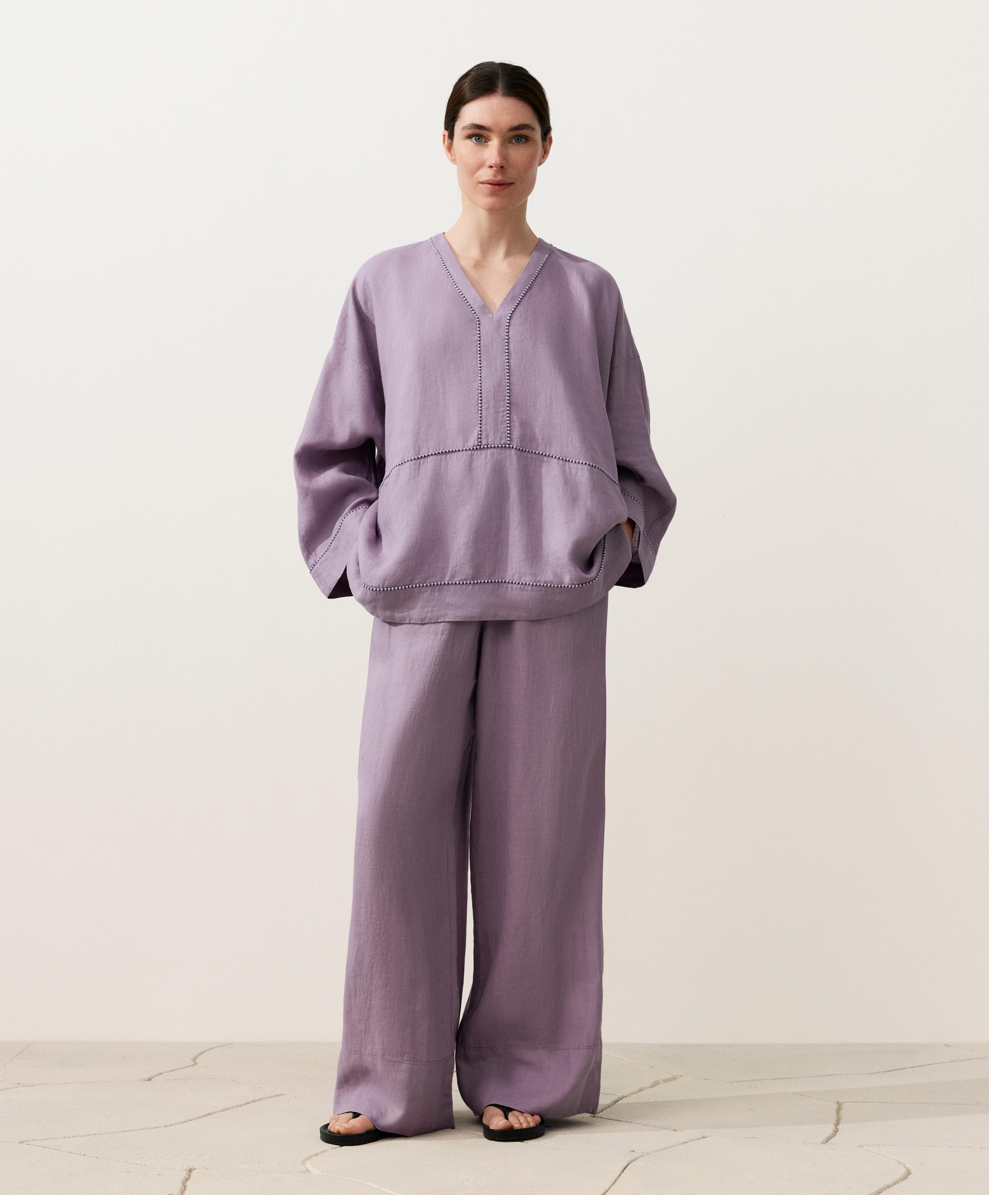 100% linen kaftan shirt — LILAC