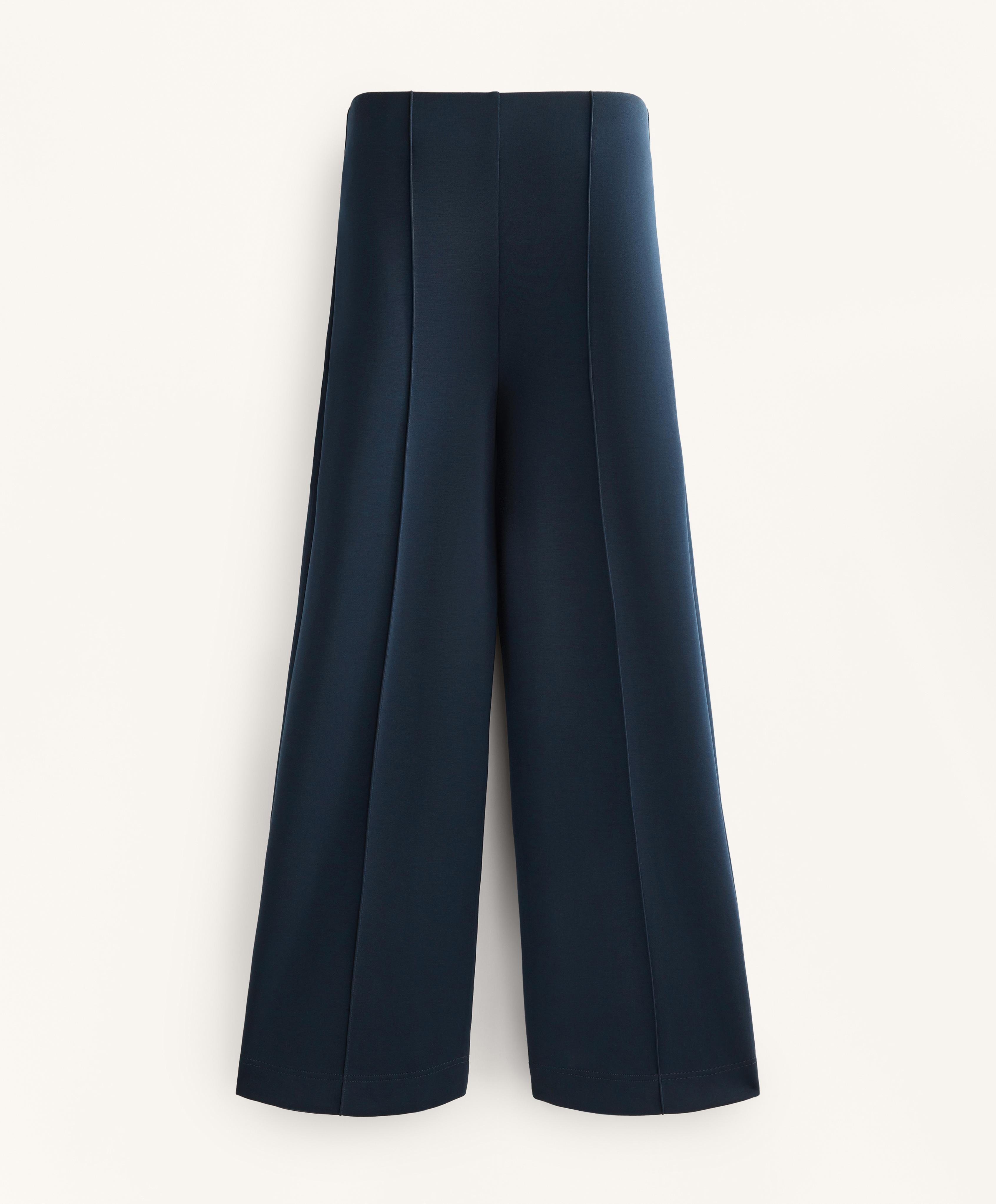 Straight-leg trousers with modal and crease — NAVY BLUE