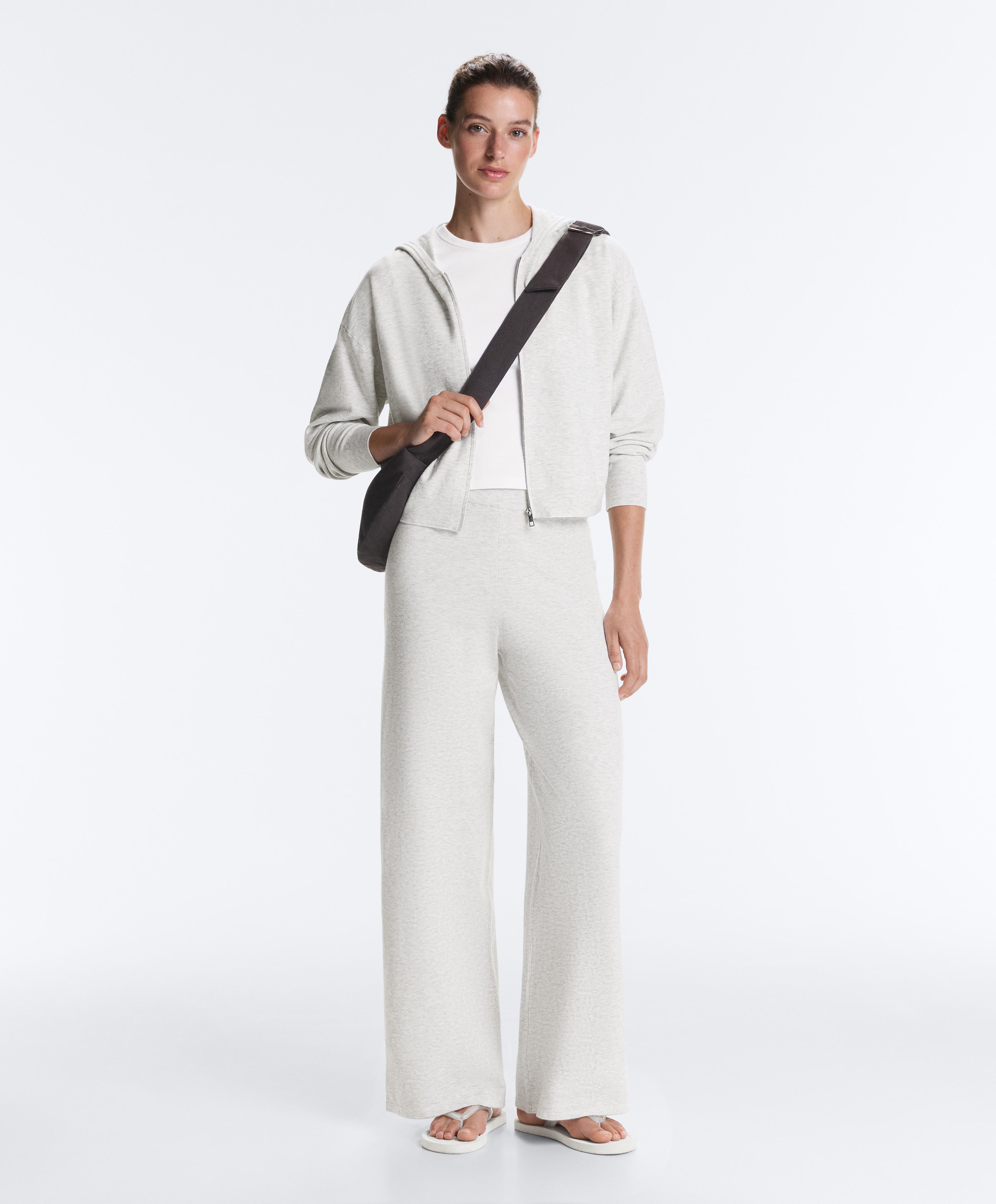 Knit hooded jacket — PALE GREY MELANGE