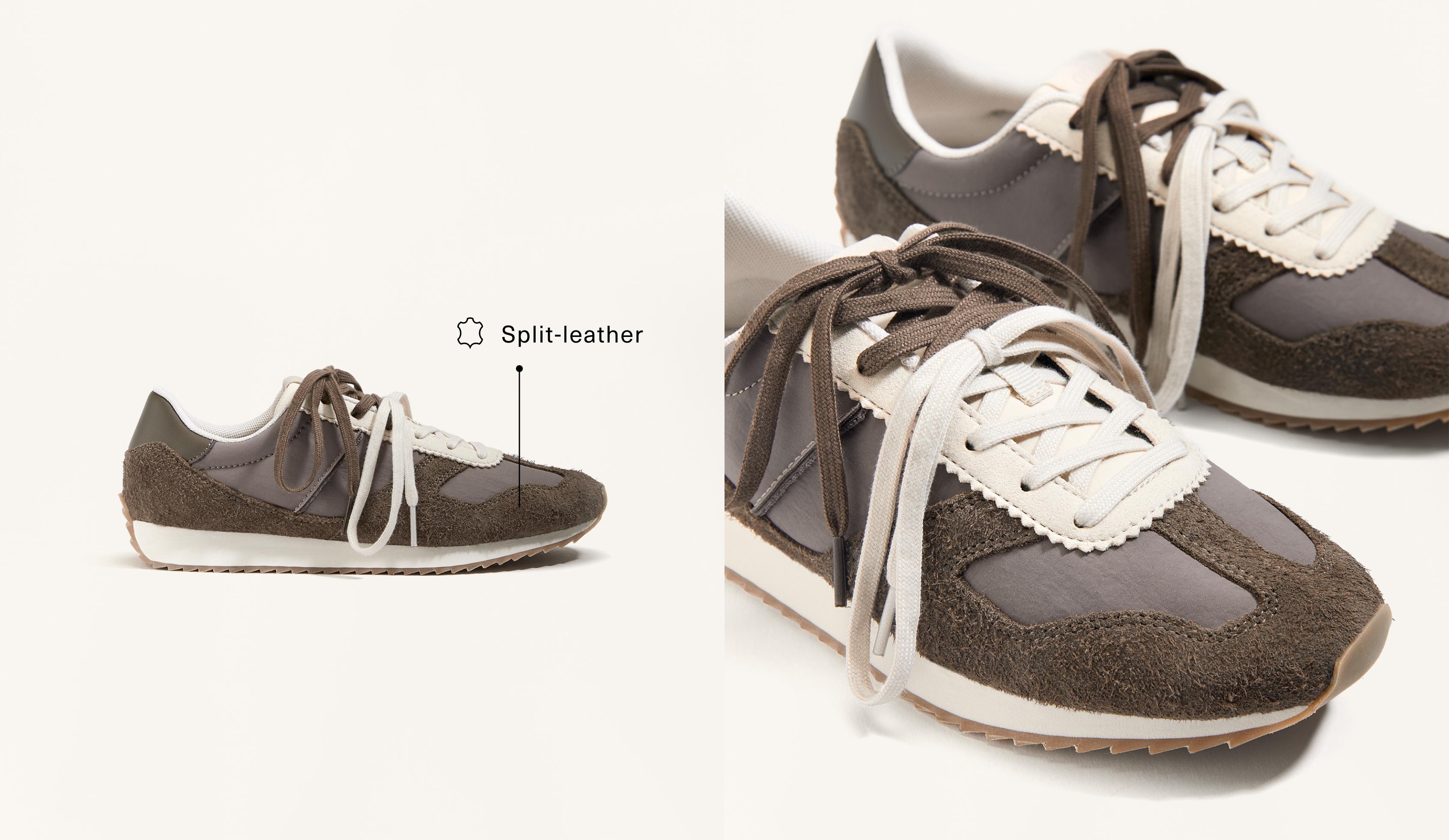 Combined split-leather running trainers Combined split-leather running trainers