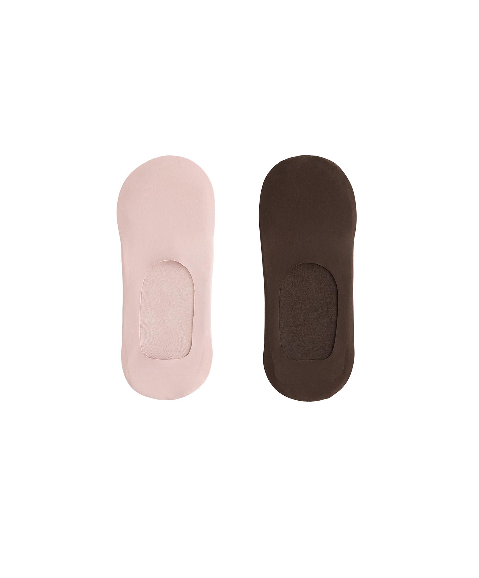 2 pairs of high-cut invisible microfibre socks — PALE PINK