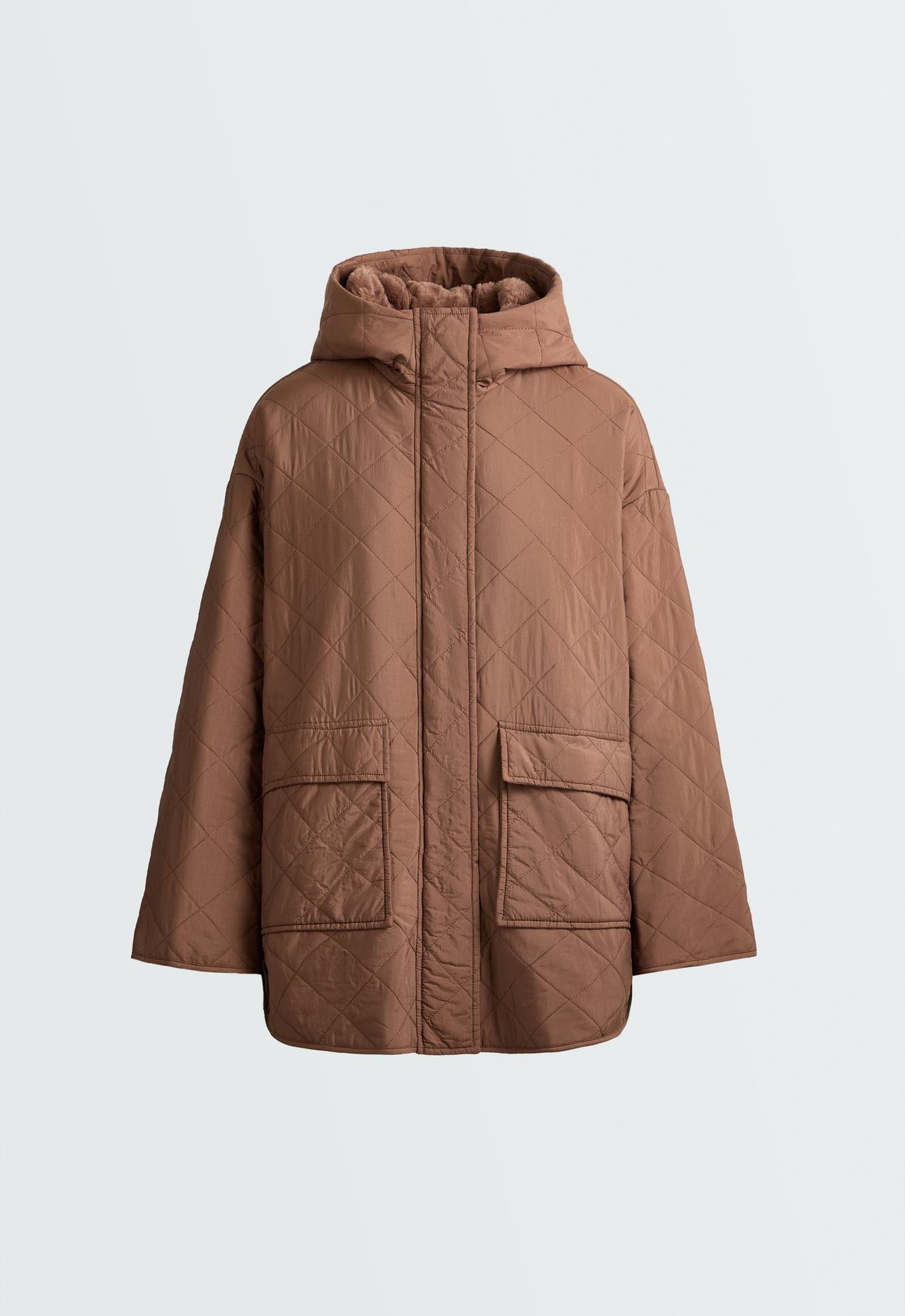 Fellex® aerogel padded jacket with faux-fur-effect lining — DARK BRICK