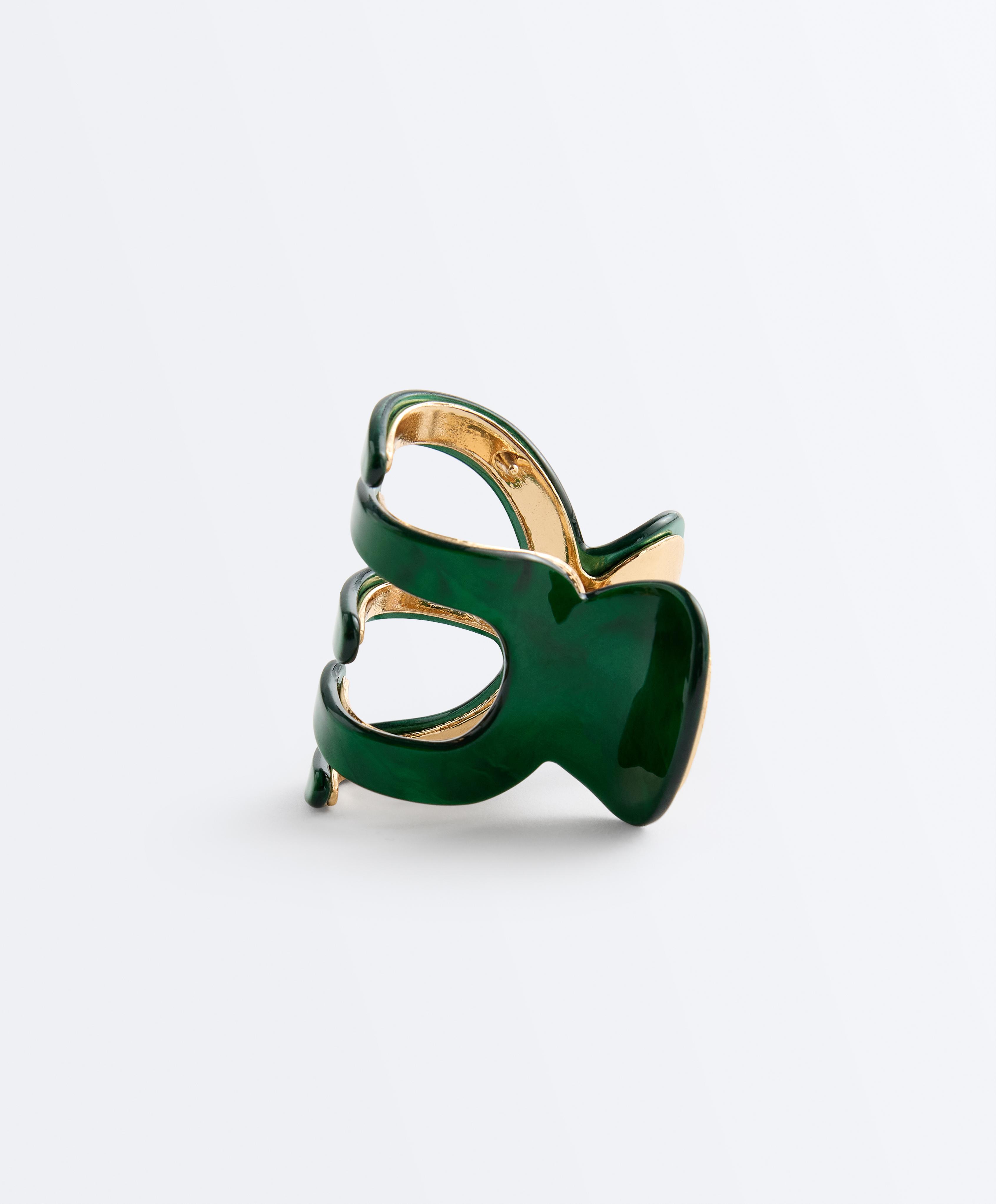 Medium metallic hair clip — DARK EMERALD
