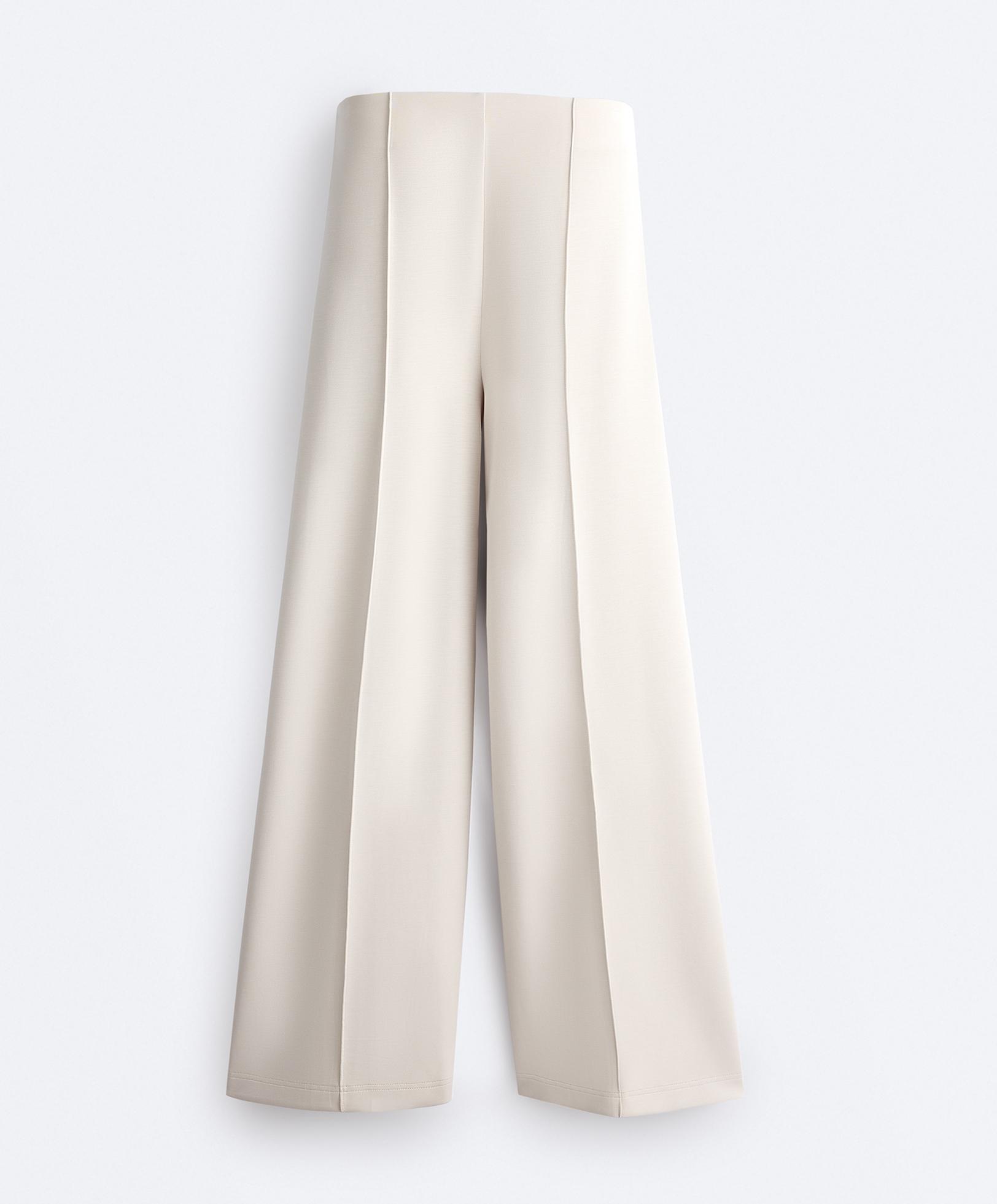Straight-leg trousers with modal and crease — PALE MINK