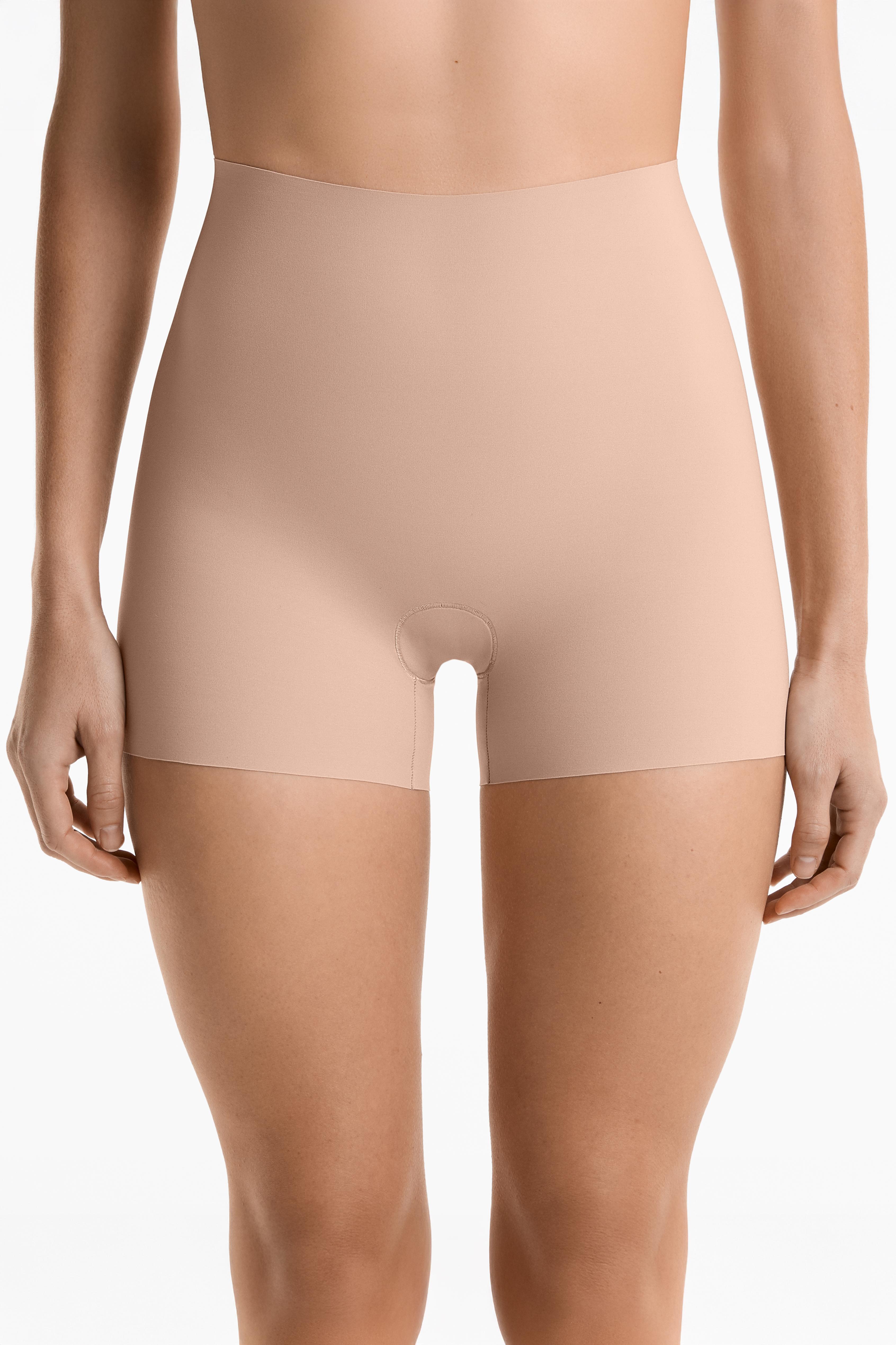 High-waisted invisible laser-cut hot pants — BEIGE