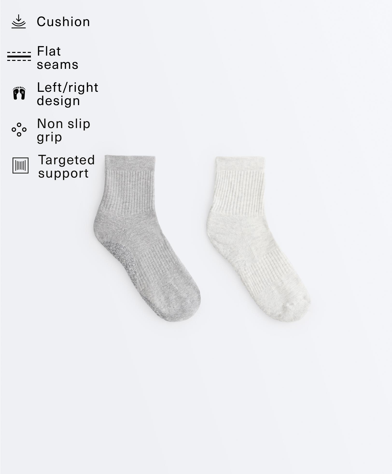 2 pairs of padded cotton quarter yoga and Pilates socks