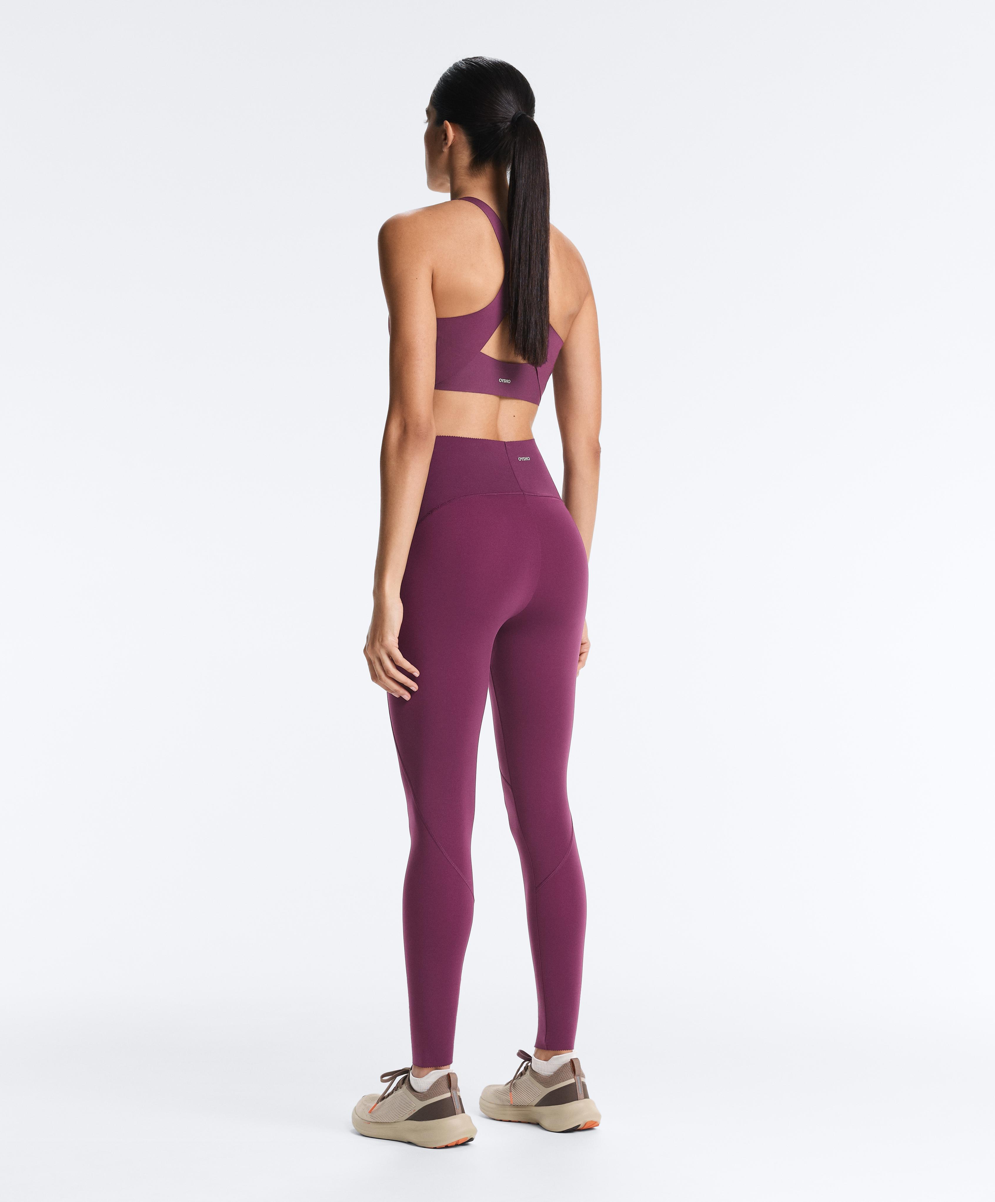Medium-support compressive bra with cups — DARK PLUM