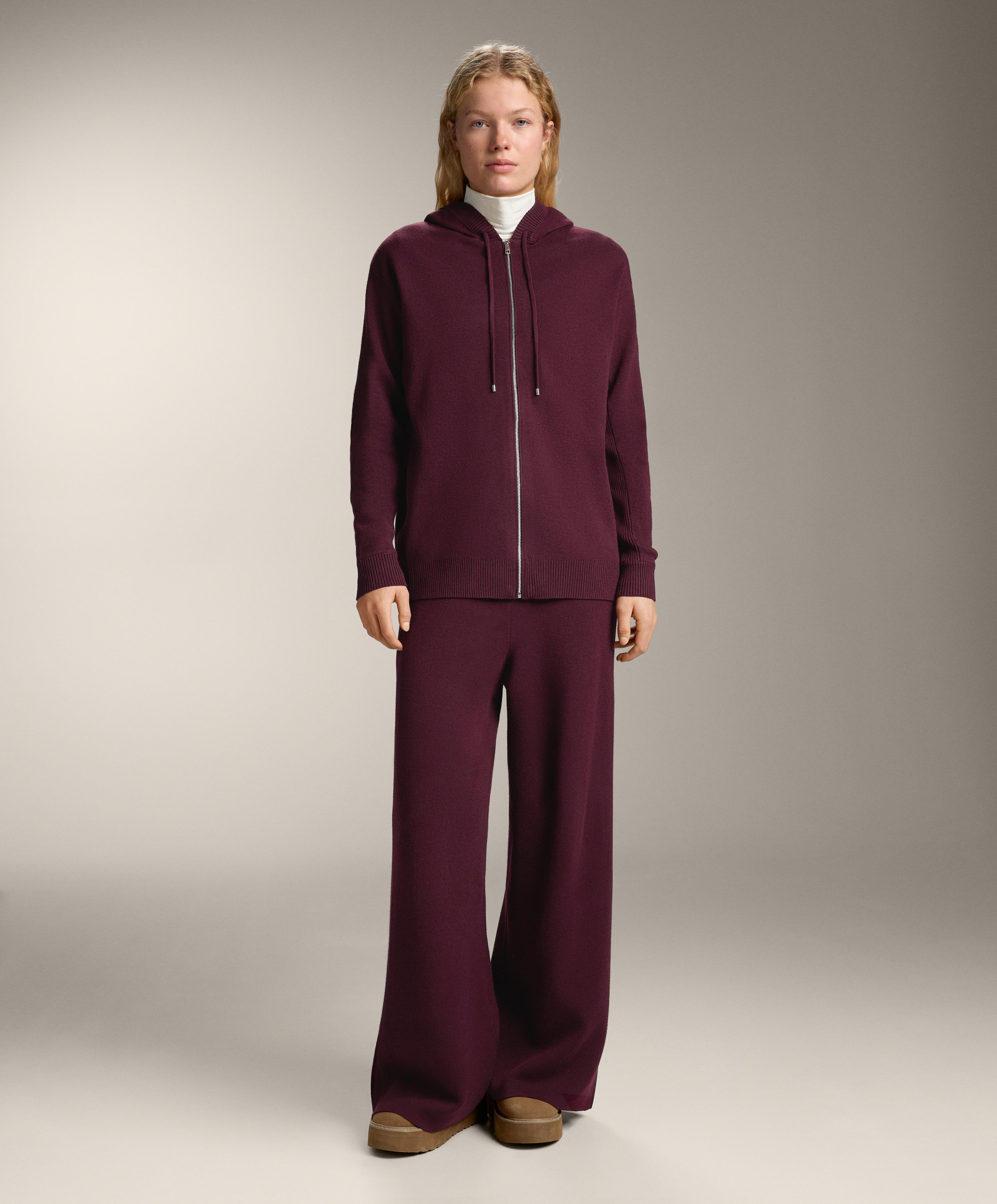 Long knit hooded jacket - Sale Long knit hooded jacket - Sale