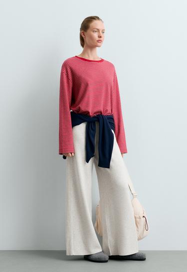 Straight-leg knit trousers with Rib side detail — ICE                   1