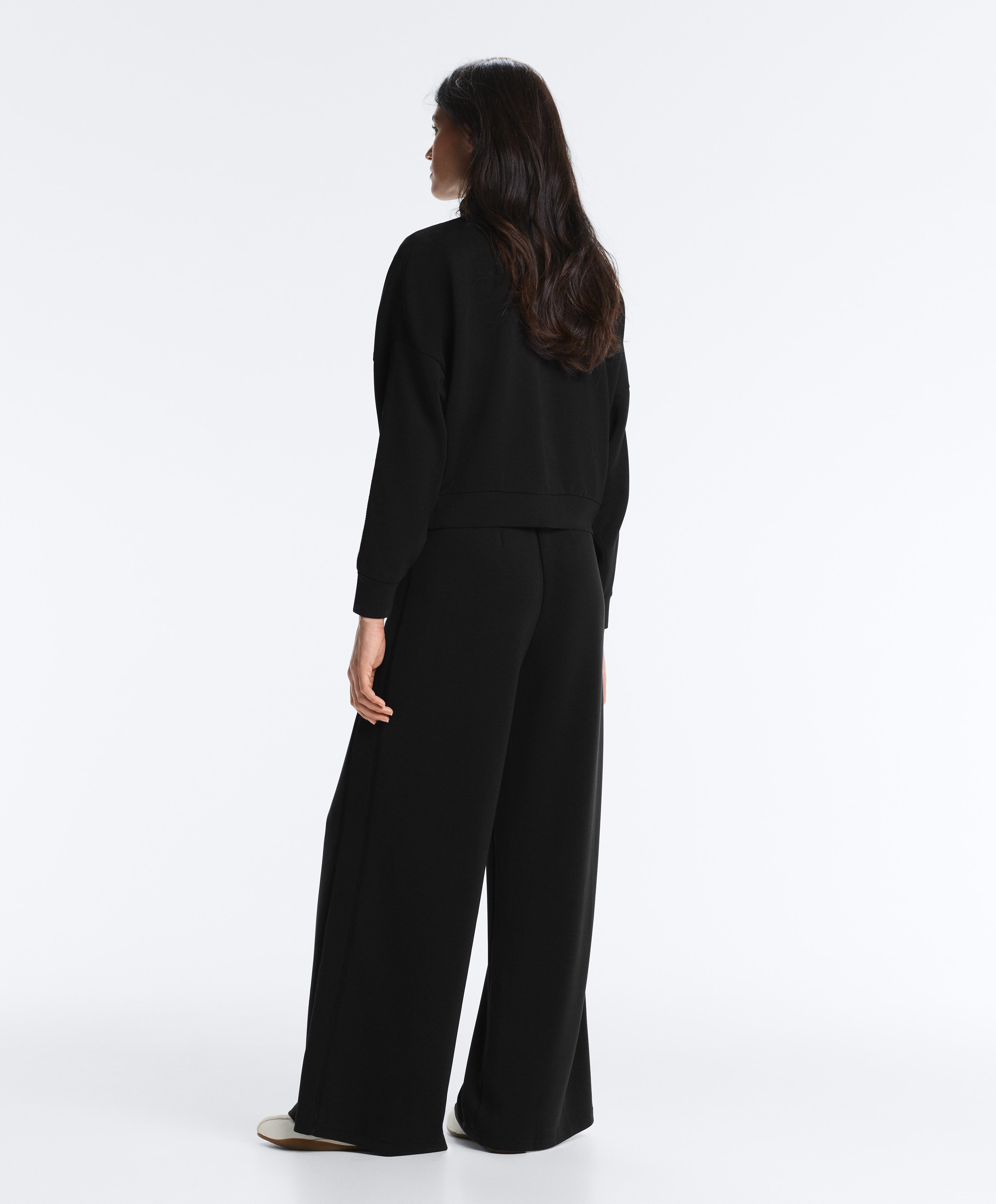 Soft-touch modal jacket with hemstitch — BLACK