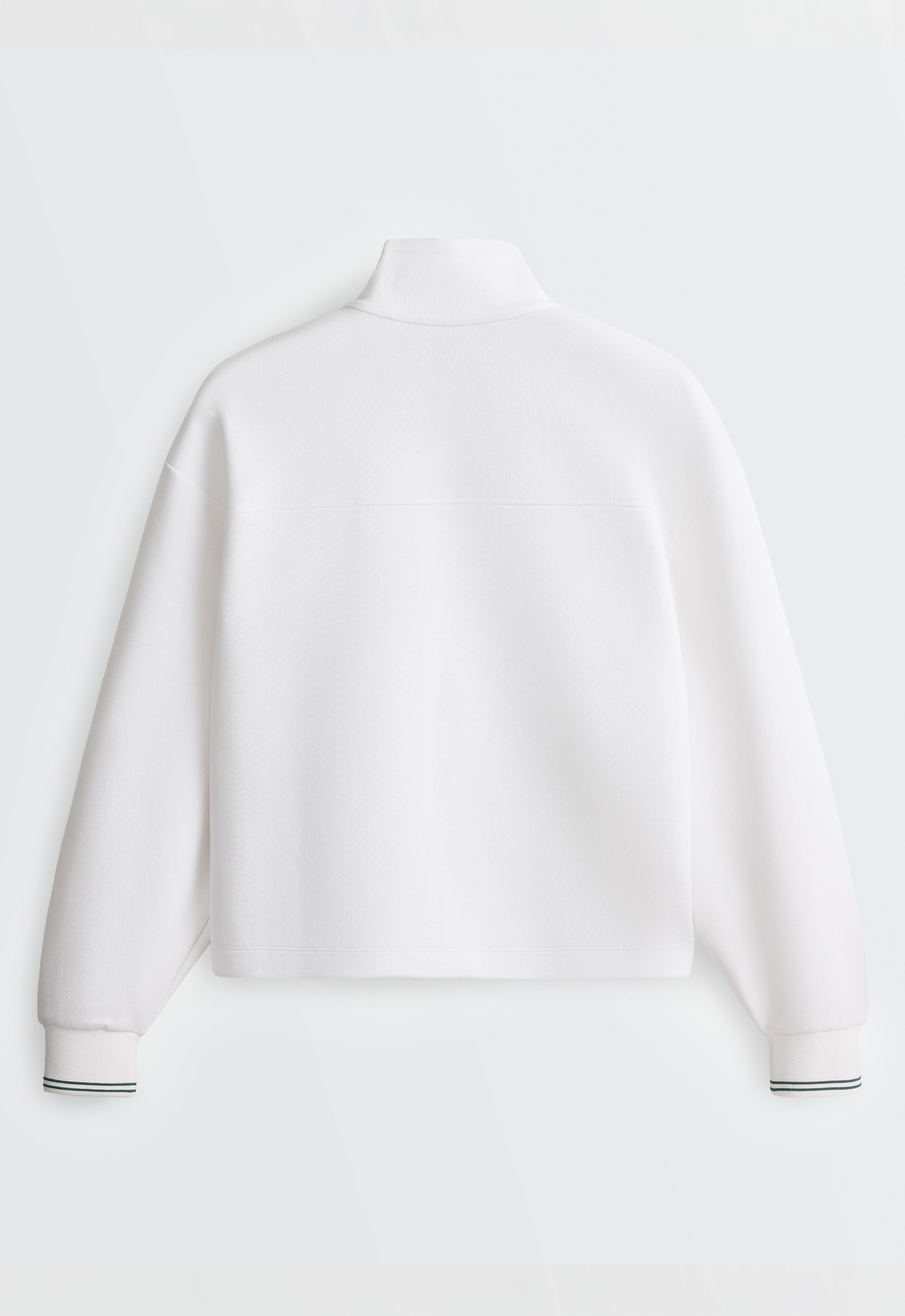 Cotton piqué jacket with piping — WHITE 
