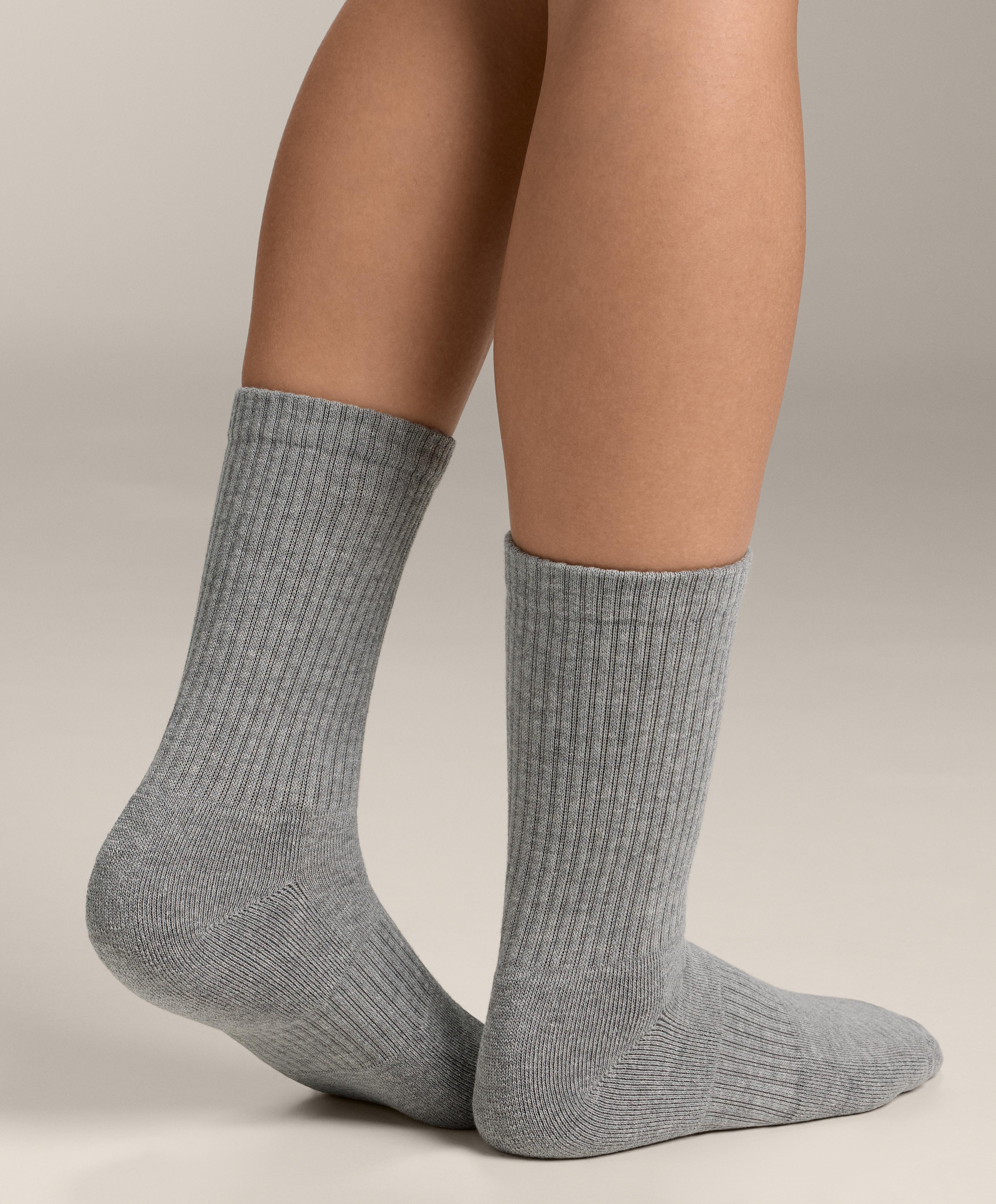 3 pairs of cotton blend classic sports socks — PALE GREY MELANGE