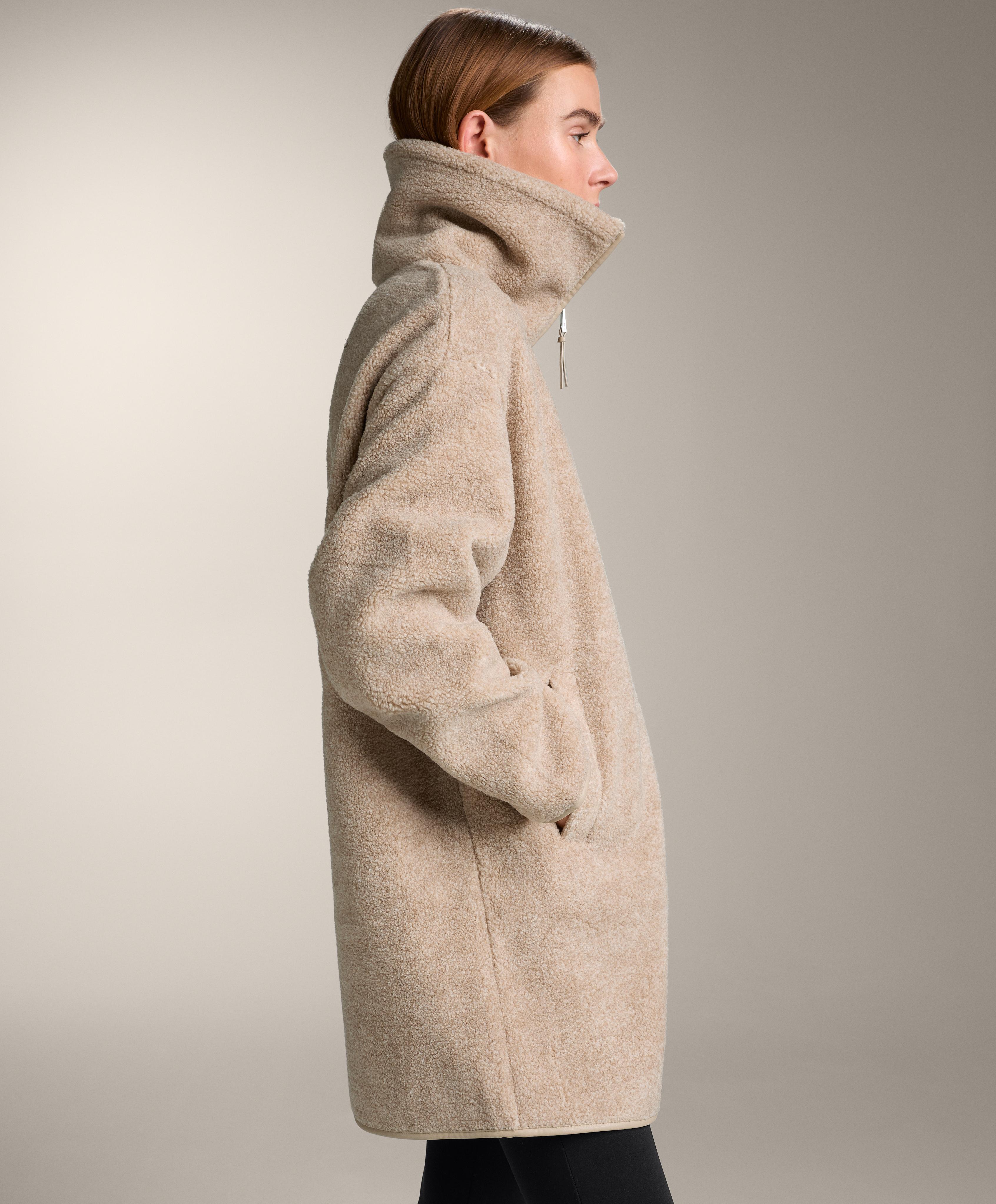 Long faux-shearling jacket — SAND MELANGE