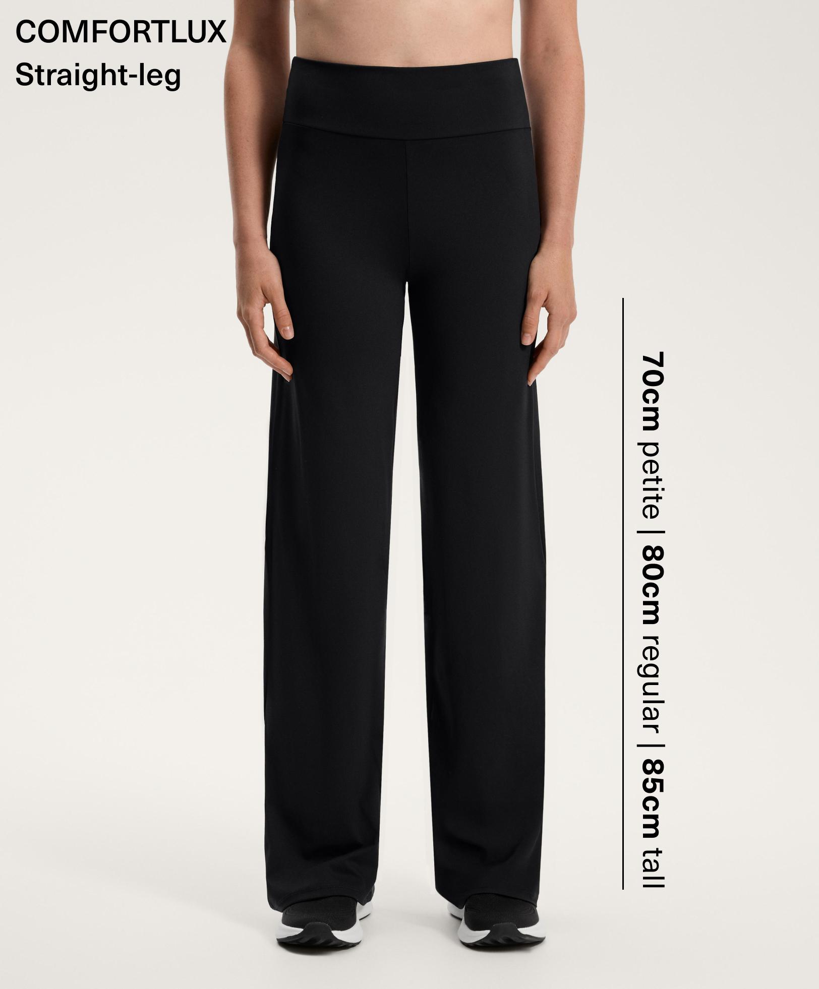 Bukser, straight fit, comfortlux, high rise