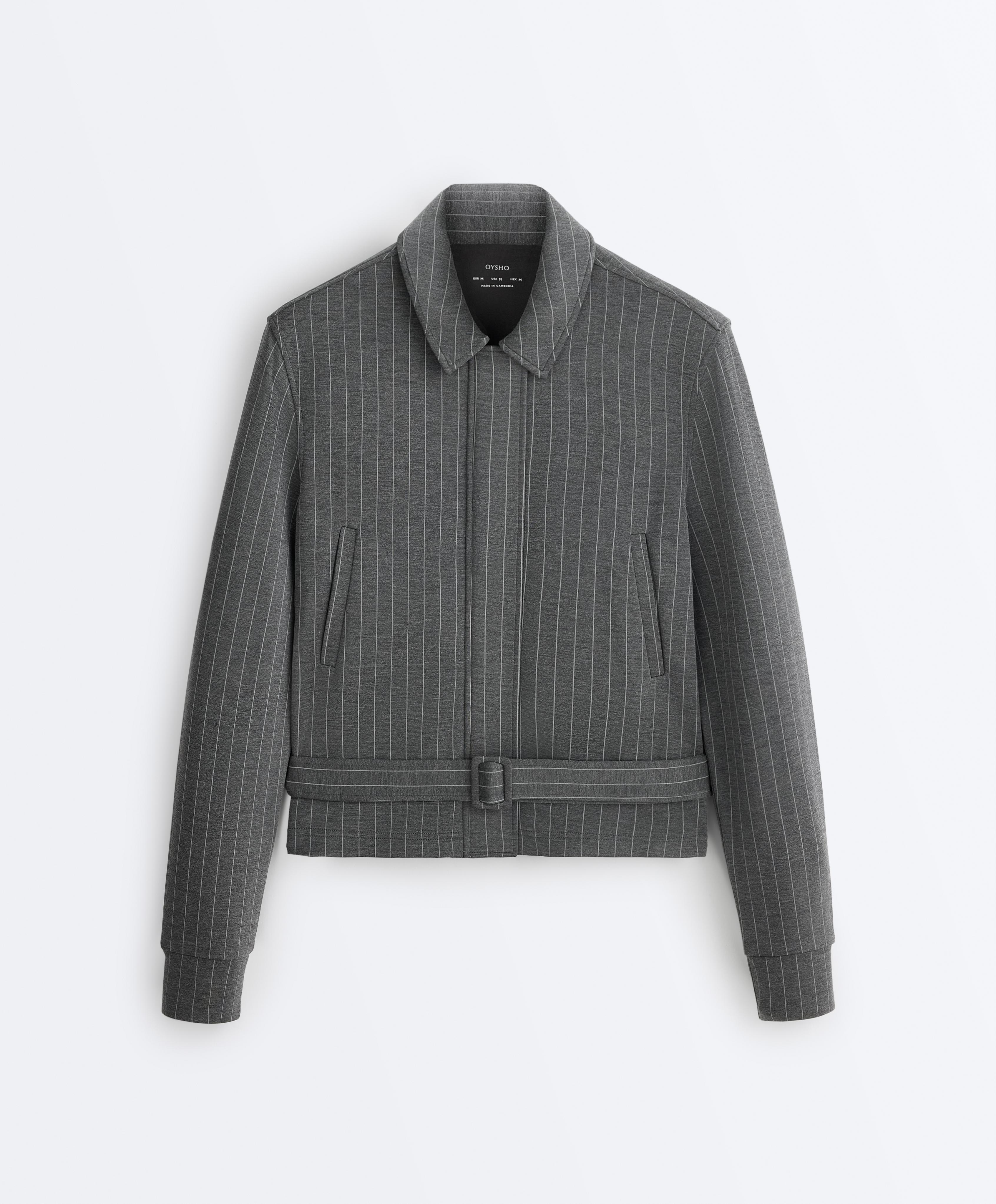 Soft-touch modal jacket with belt — DARK GREY