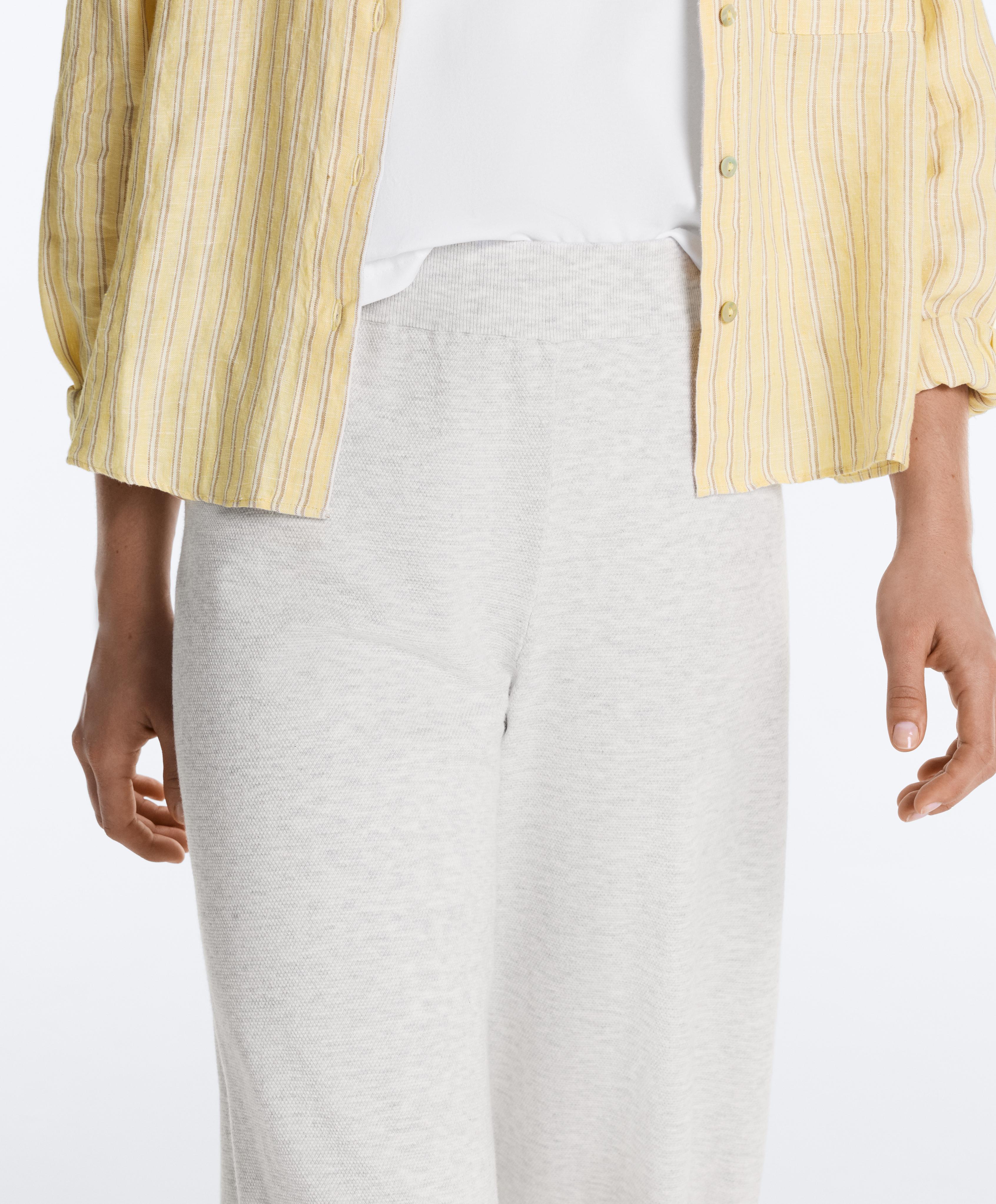 Straight-leg knit trousers — PALE GREY MELANGE