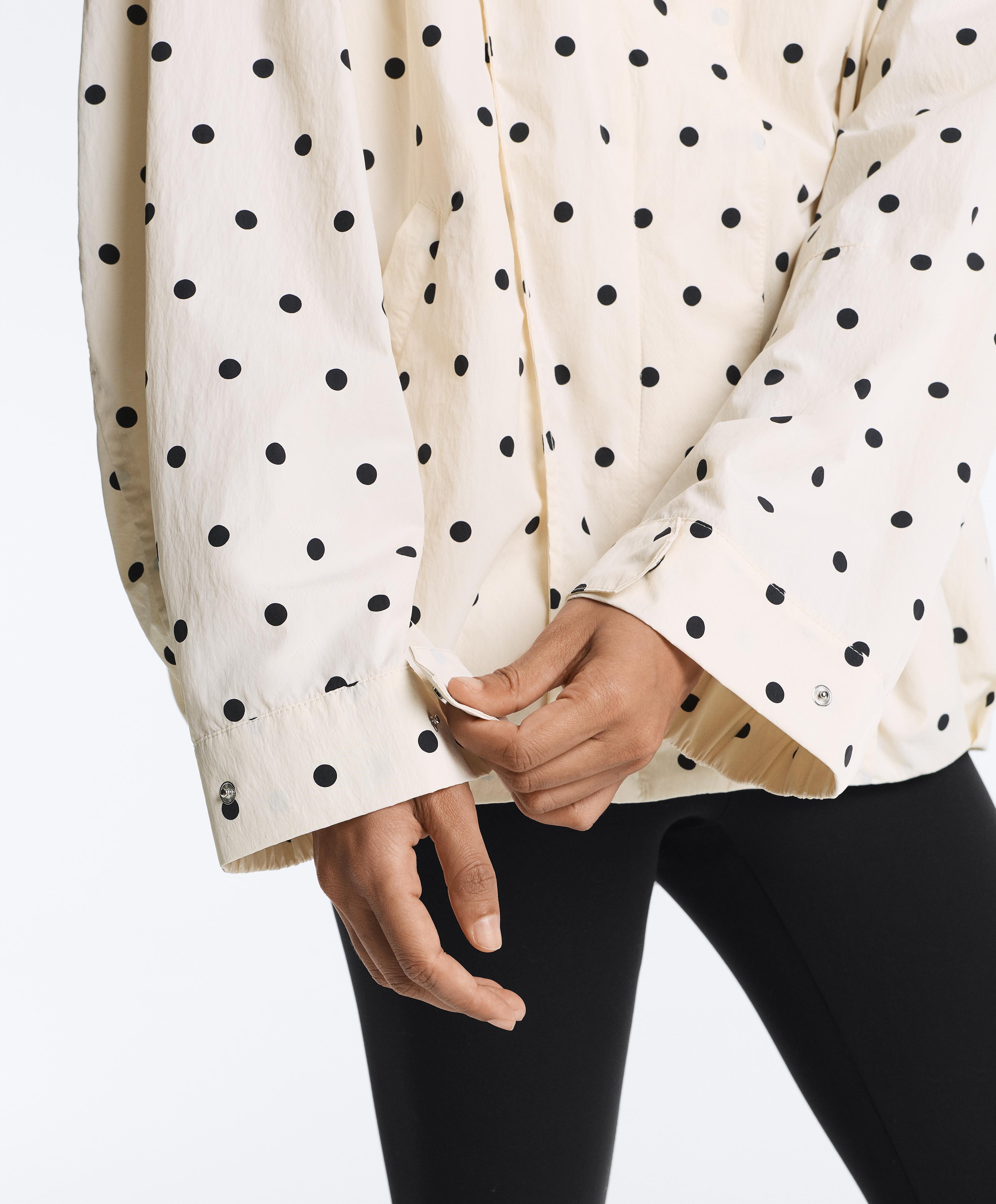 Long water-repellent polka dot jacket — PALE ECRU