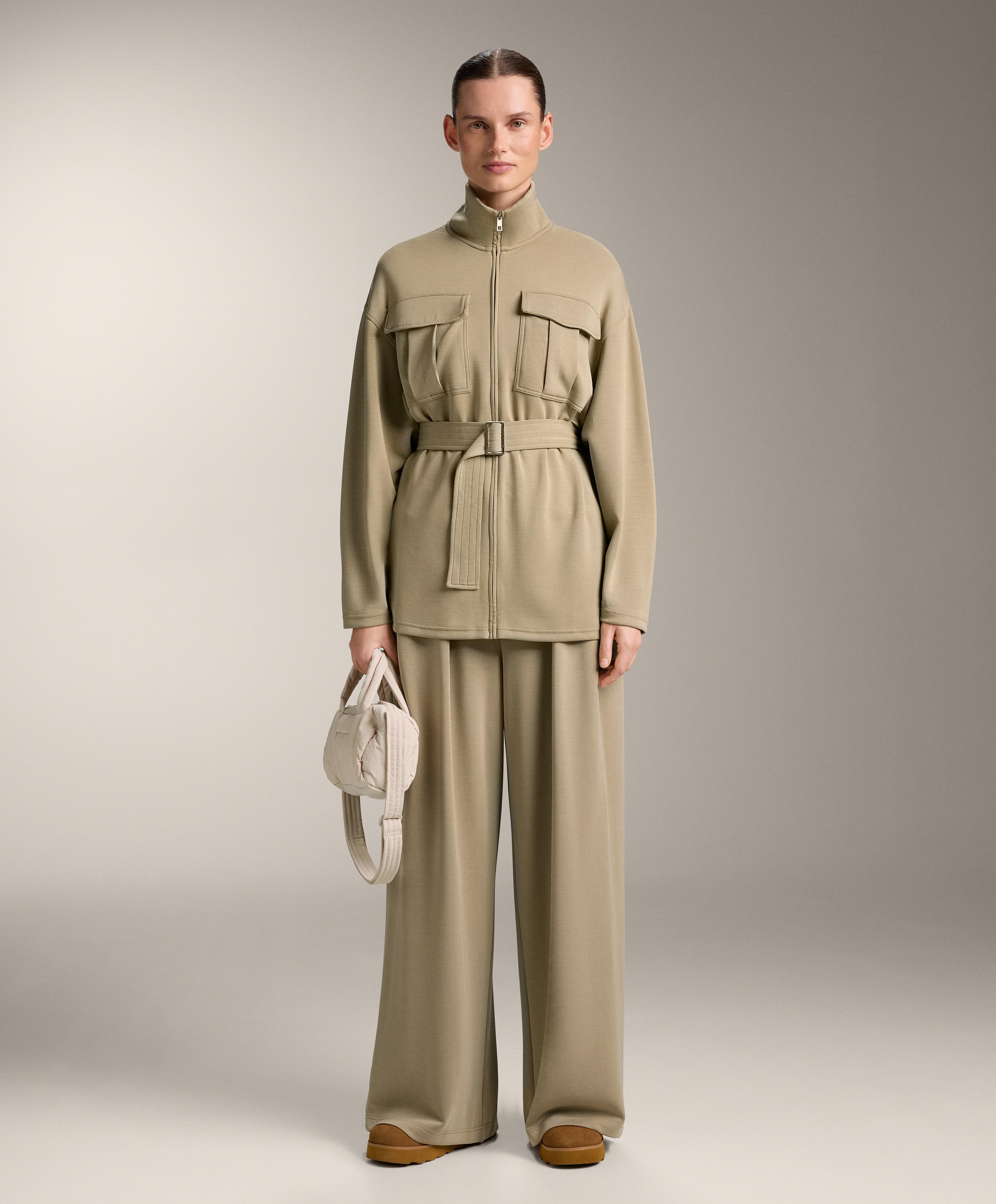 Long soft-touch jacket with modal and belt Long soft-touch jacket with modal and belt
