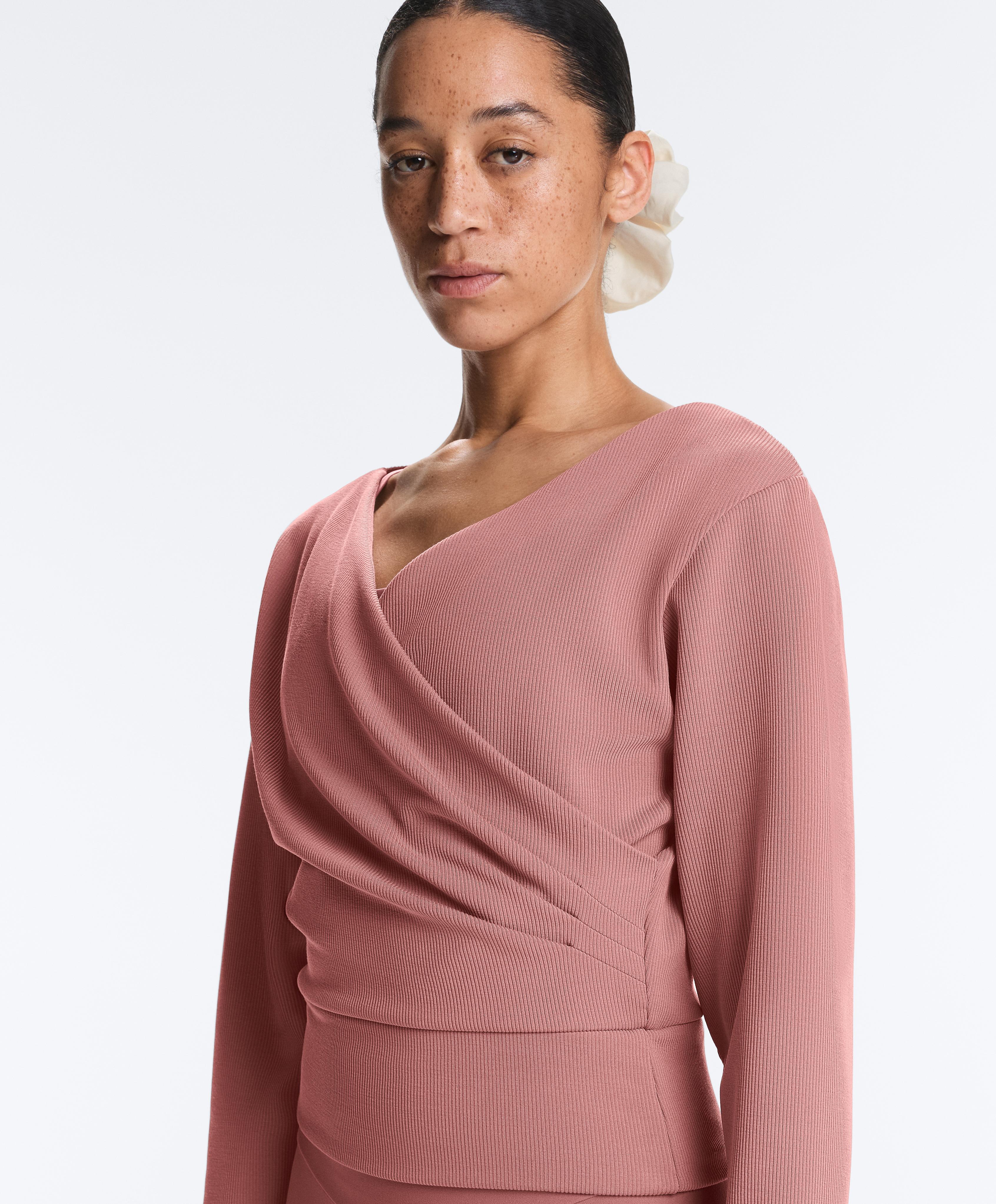 Wrap rib brushed modal sweatshirt — PALE PINK