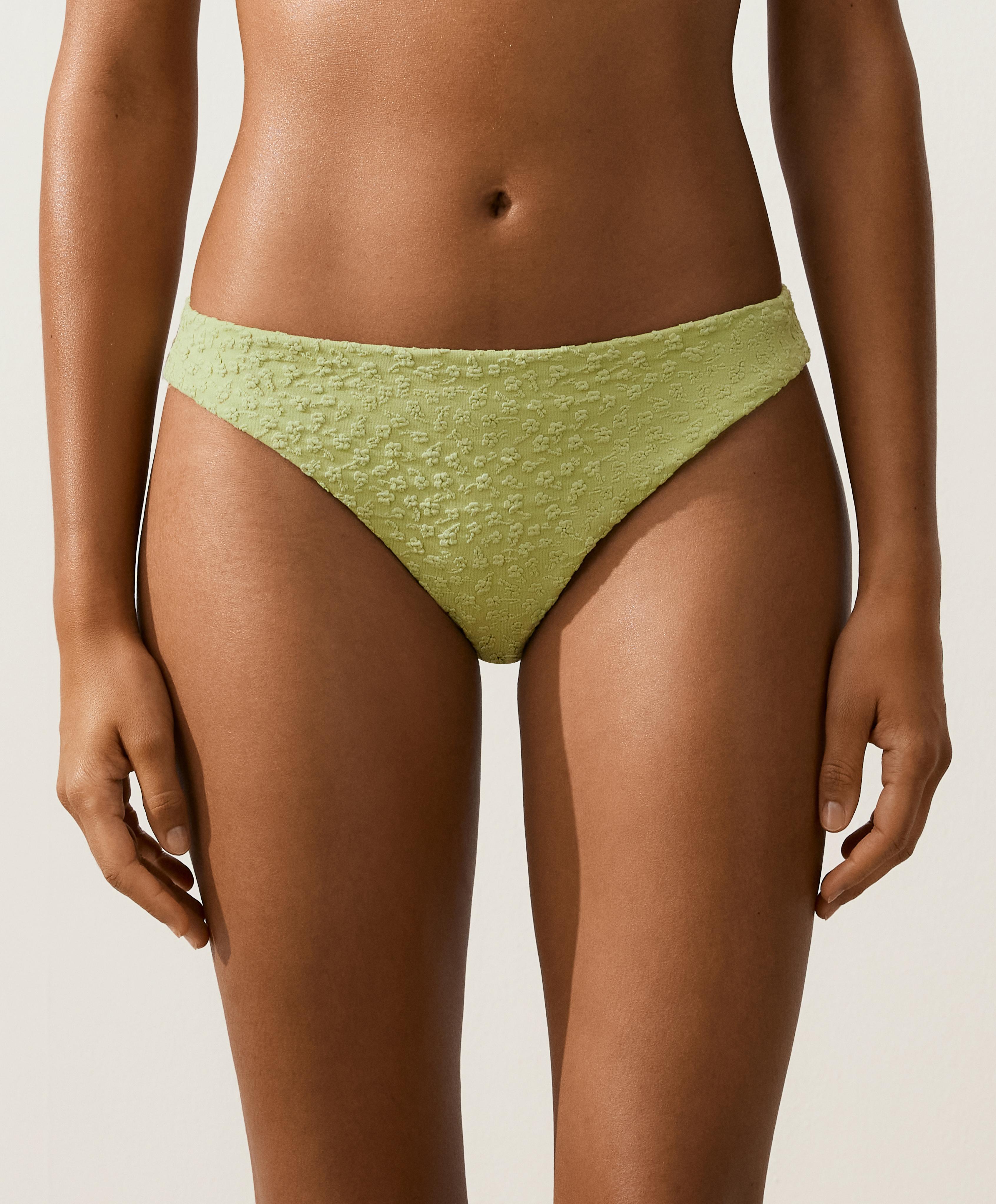 Floral jacquard classic bikini briefs — APPLE GREEN