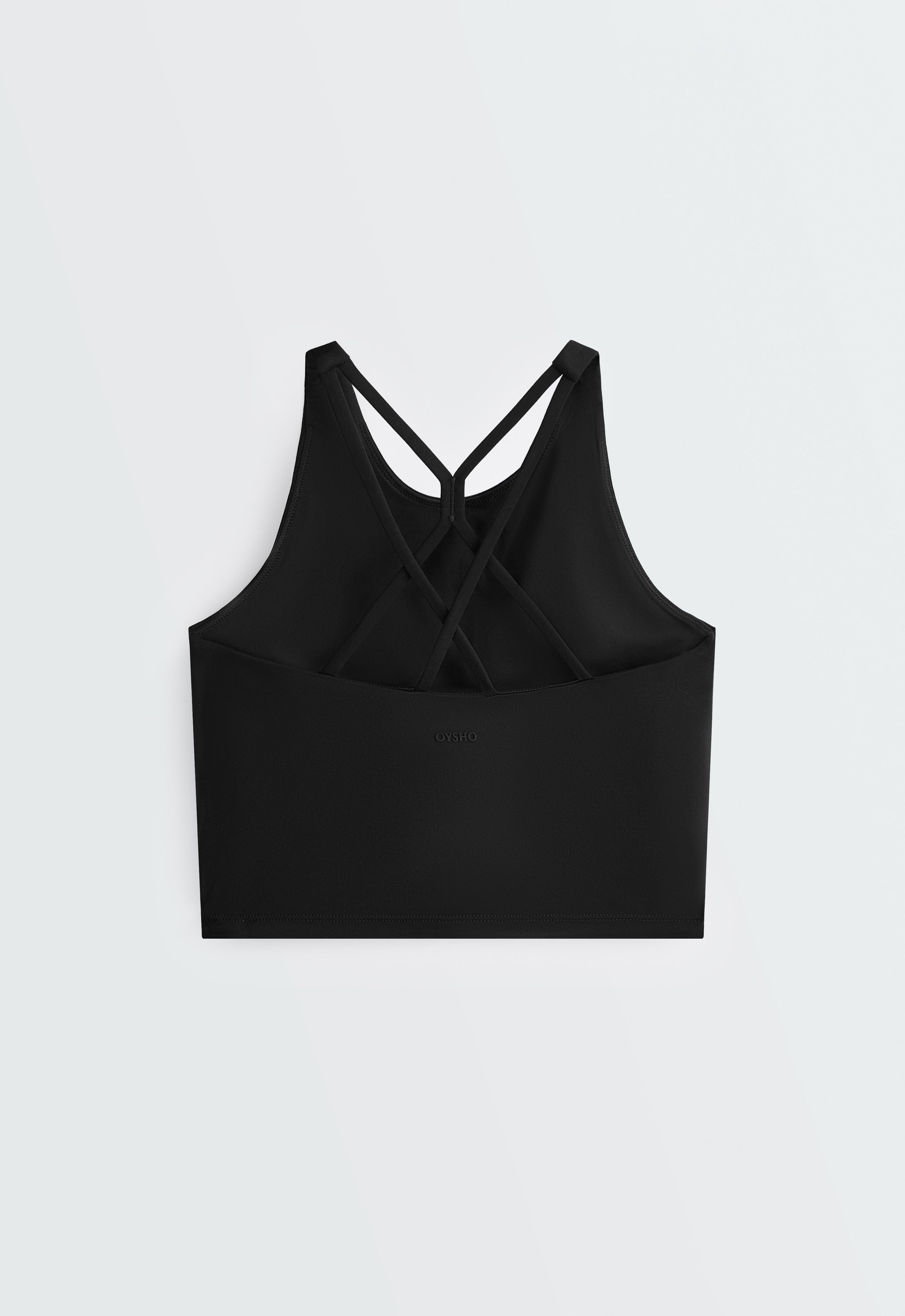 Comfortlux strappy tank top with cups — BLACK