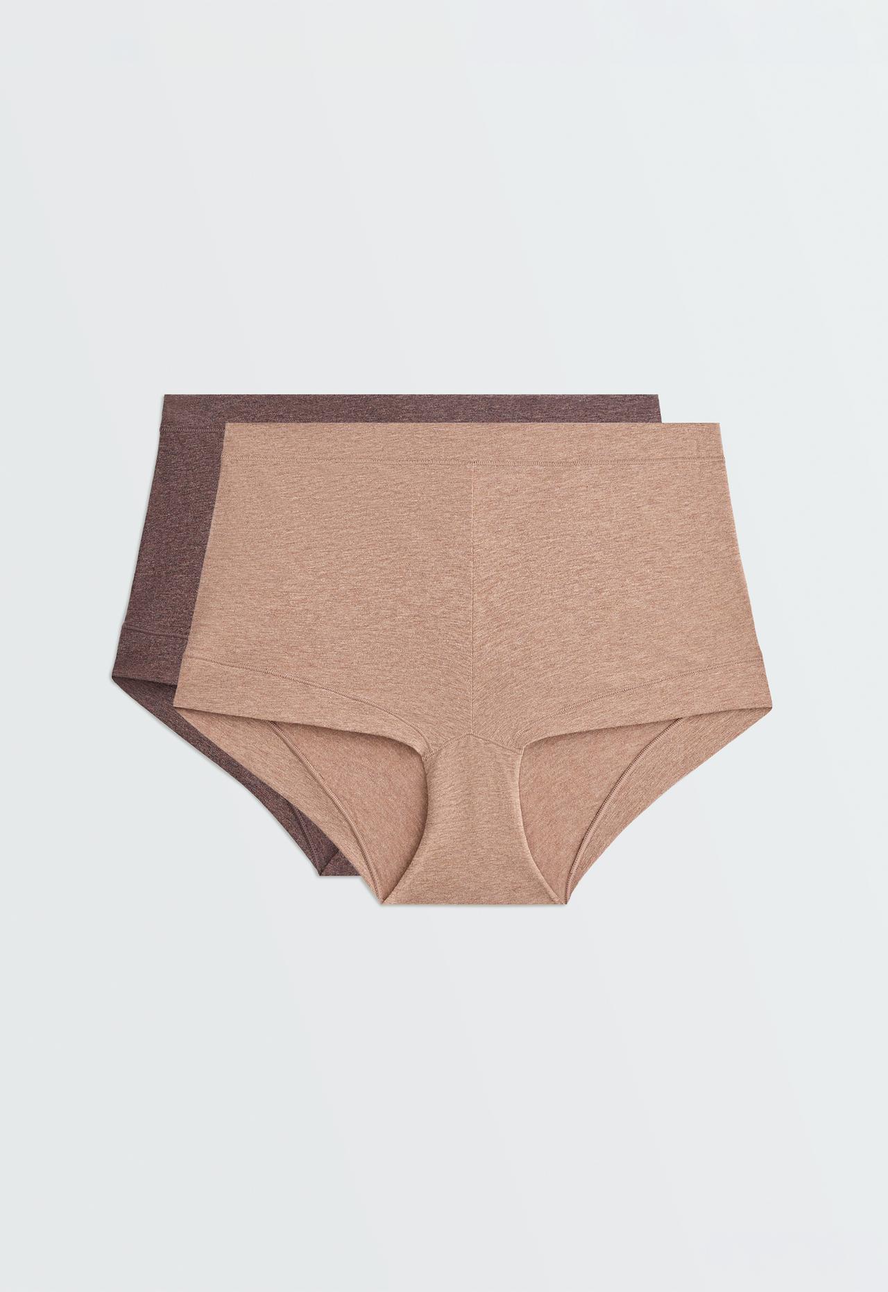 2 cotton blend shortie briefs — CHOCOLATE      