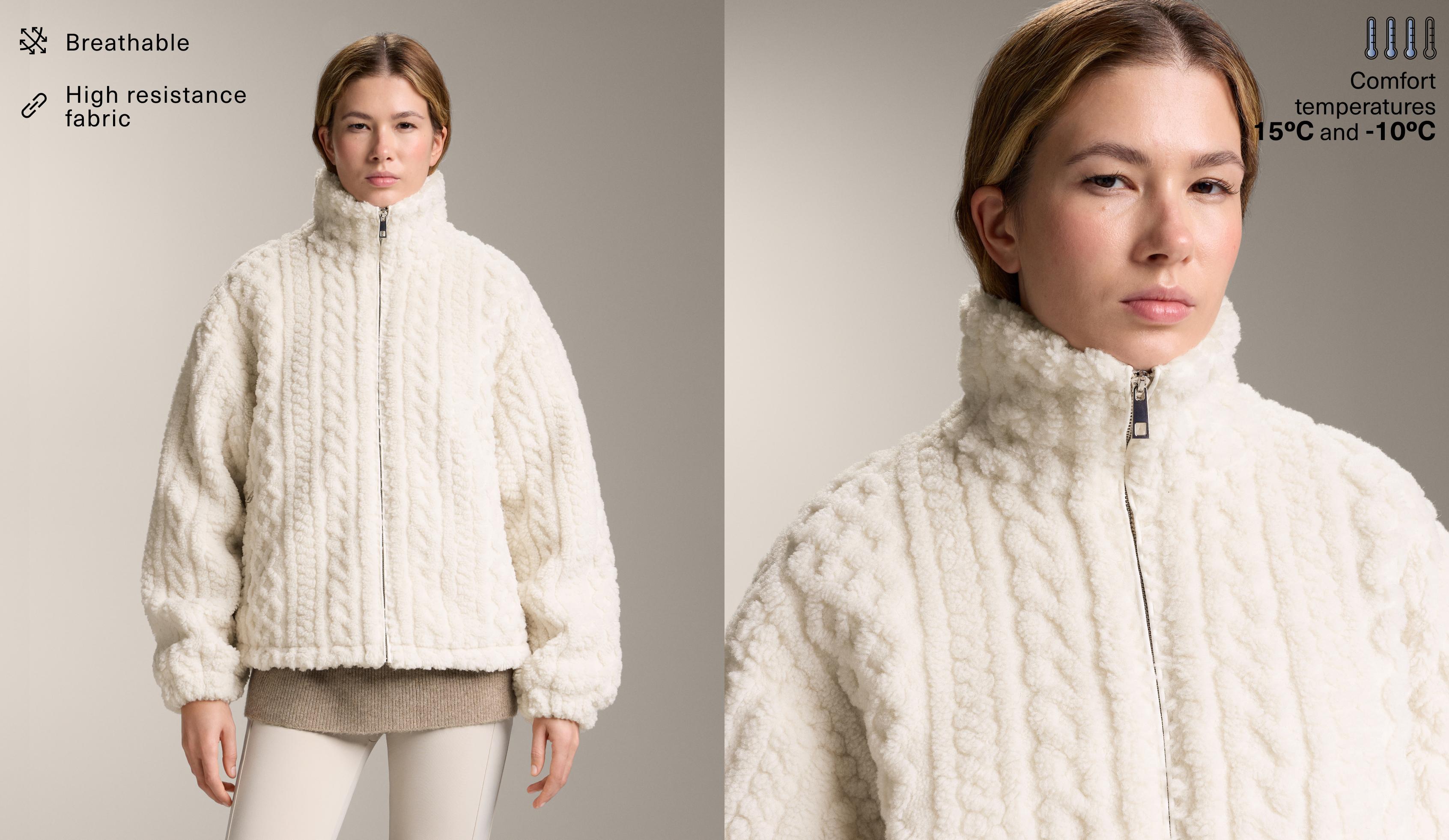 Jacke aus Lammfellimitat mit Kabeldetail Jacke aus Lammfellimitat mit Kabeldetail