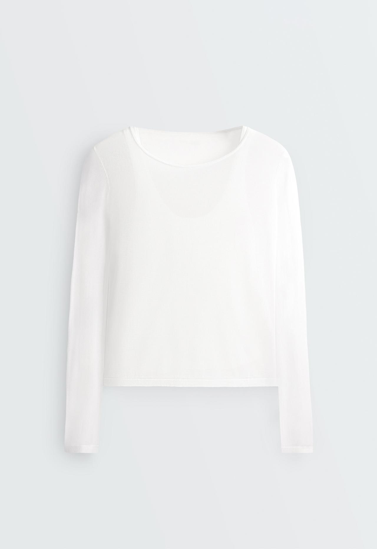 Double sheer knit t-shirt — WHITE