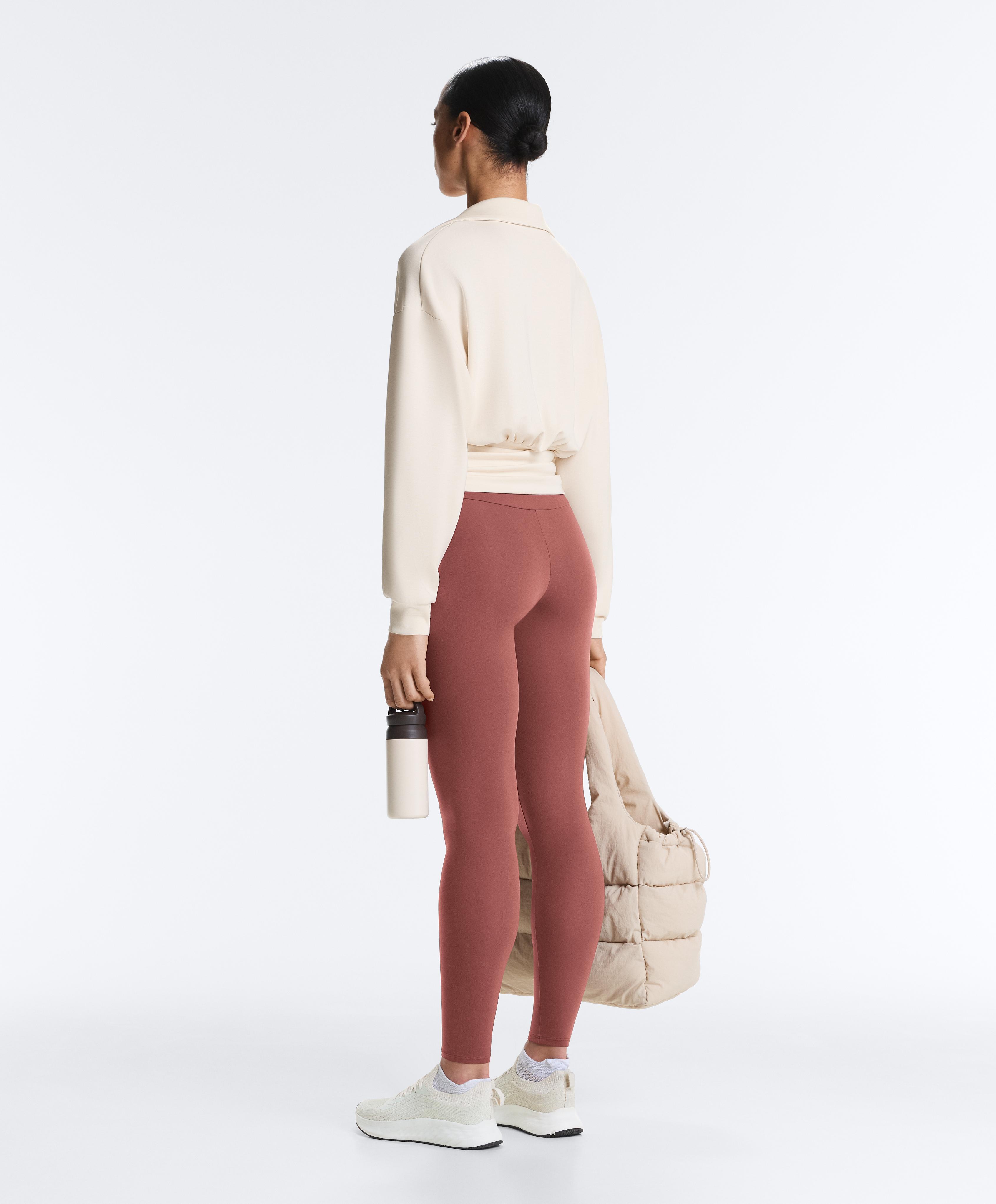 Wrap polo neck sweatshirt with soft-touch modal — PALE ECRU