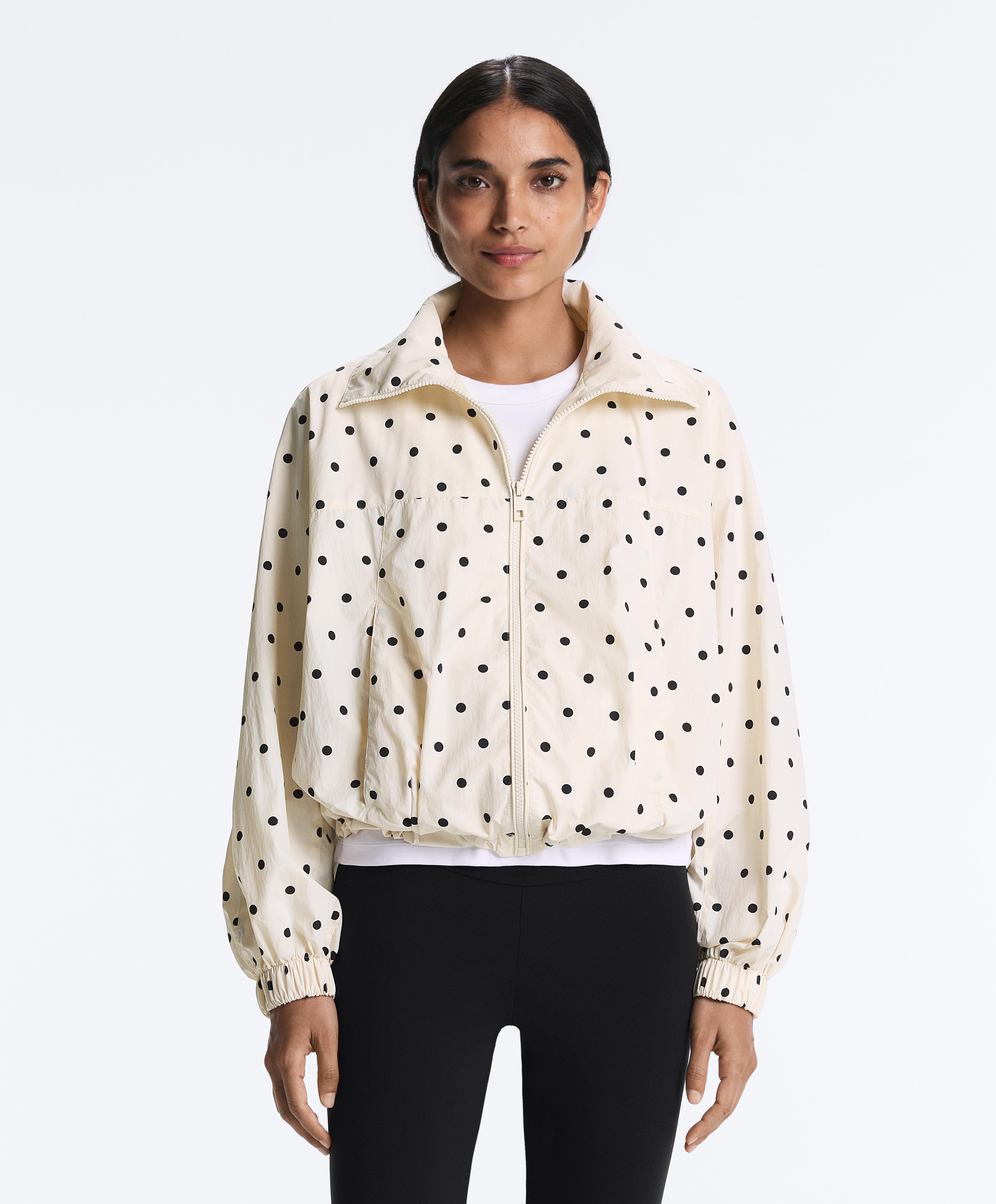 Polka dot water-repellent jacket — PALE ECRU